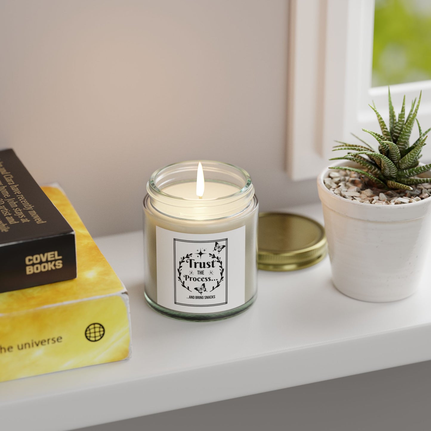 "TRUST THE PROCESS" Scented Candles, Coconut Apricot Wax (4oz, 9oz)