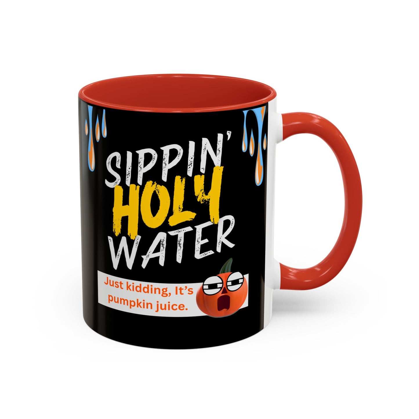 Sippin' Holy Water Coffee Mug, Funny Pumpkin Juice Mug, Halloween Coffee Cup, Unique Gift for Fall, Cute Office Mug, Quirky Kitchenware