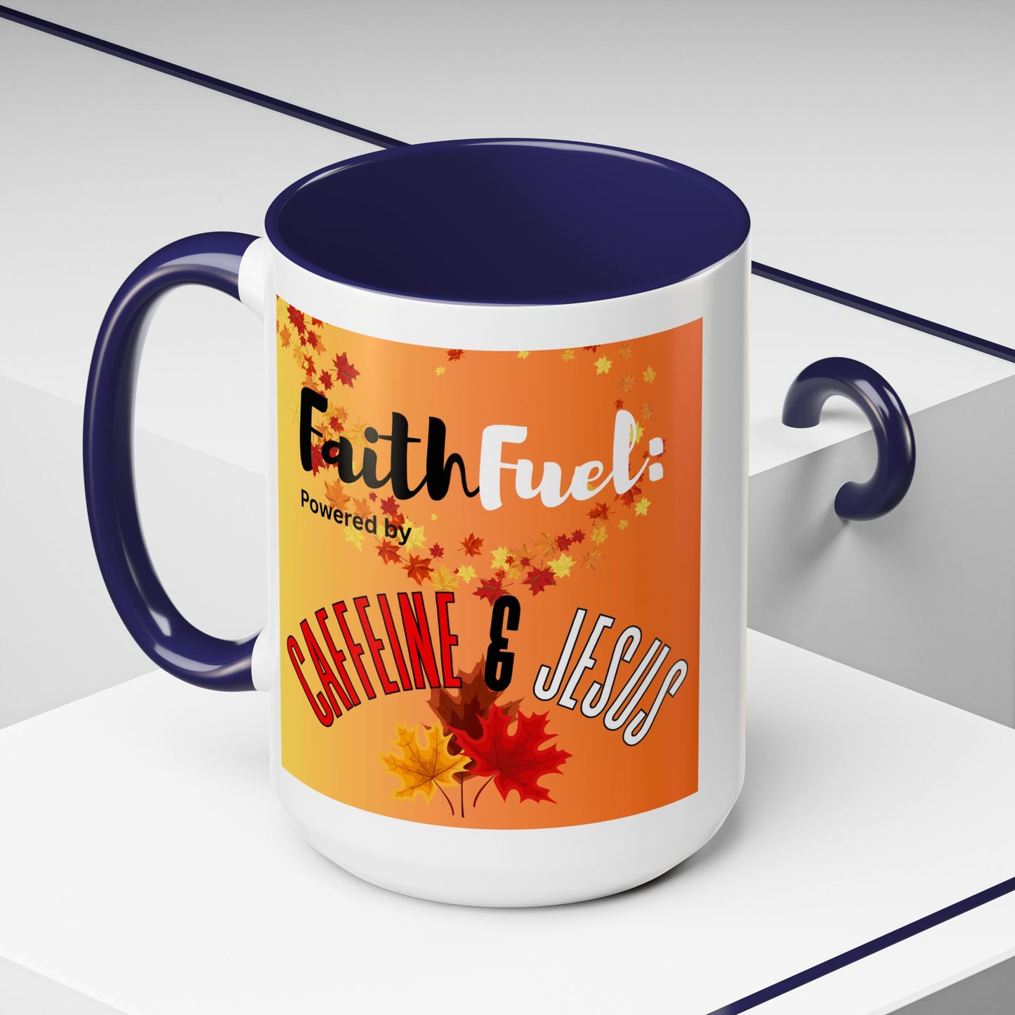 FaithFuel Caffeine & Jesus Mug - Fall Coffee Cup, Inspirational Gift, Autumn Decor, Home Office Supplies, Religious Mug