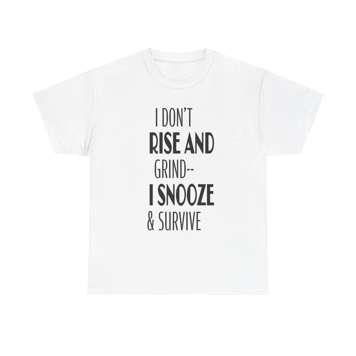 Funny Snooze Survival Tee for Lazy Days, Male's Cotton T-Shirt, Gift for Coffee Lovers, Sleepyhead Apparel, Relaxed Lifestyle Top
