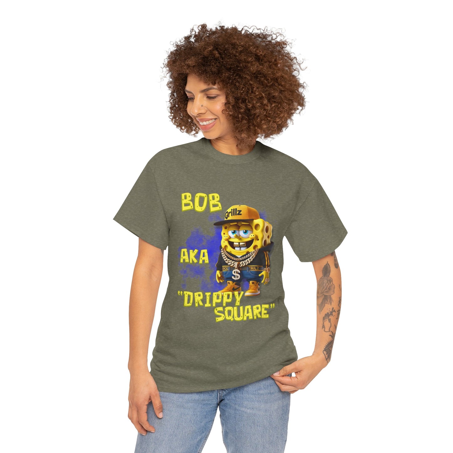 "DRIPPY SQUARE" Funny Unisex Heavy Cotton Tee - Graphic T-Shirt
