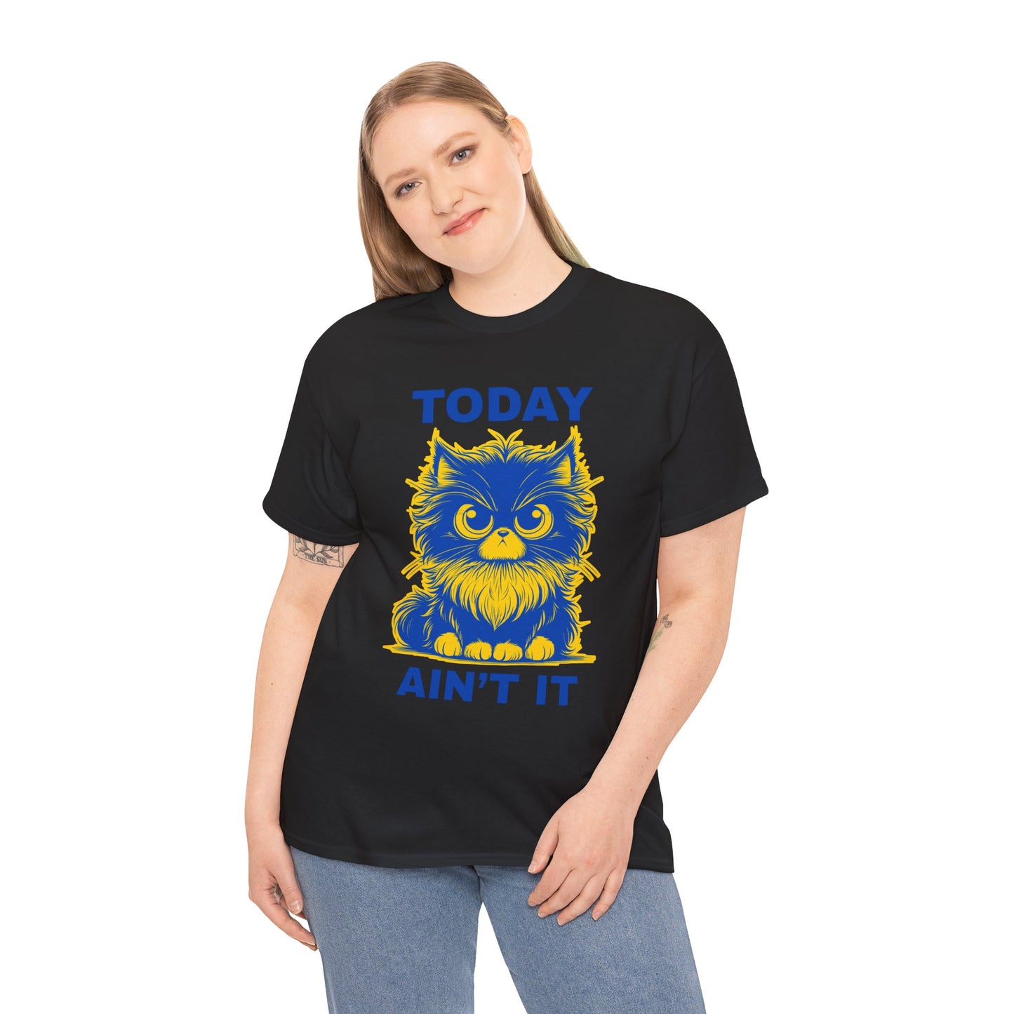 Funny Cat Tee - 'Today Ain't It' Unisex Heavy Cotton T-Shirt