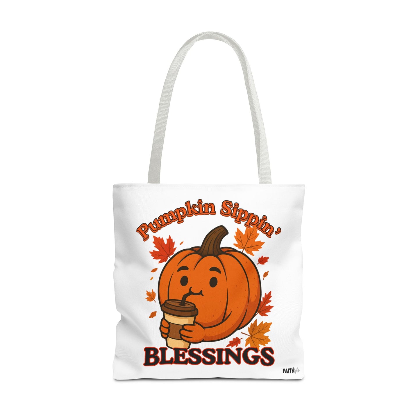 FaithStyles Autumn Pumpkin Blessings Tote Bag | Fall Bag, Cute Tote, Gift for Her, Thanksgiving, Coffee Lovers, Halloween Decor
