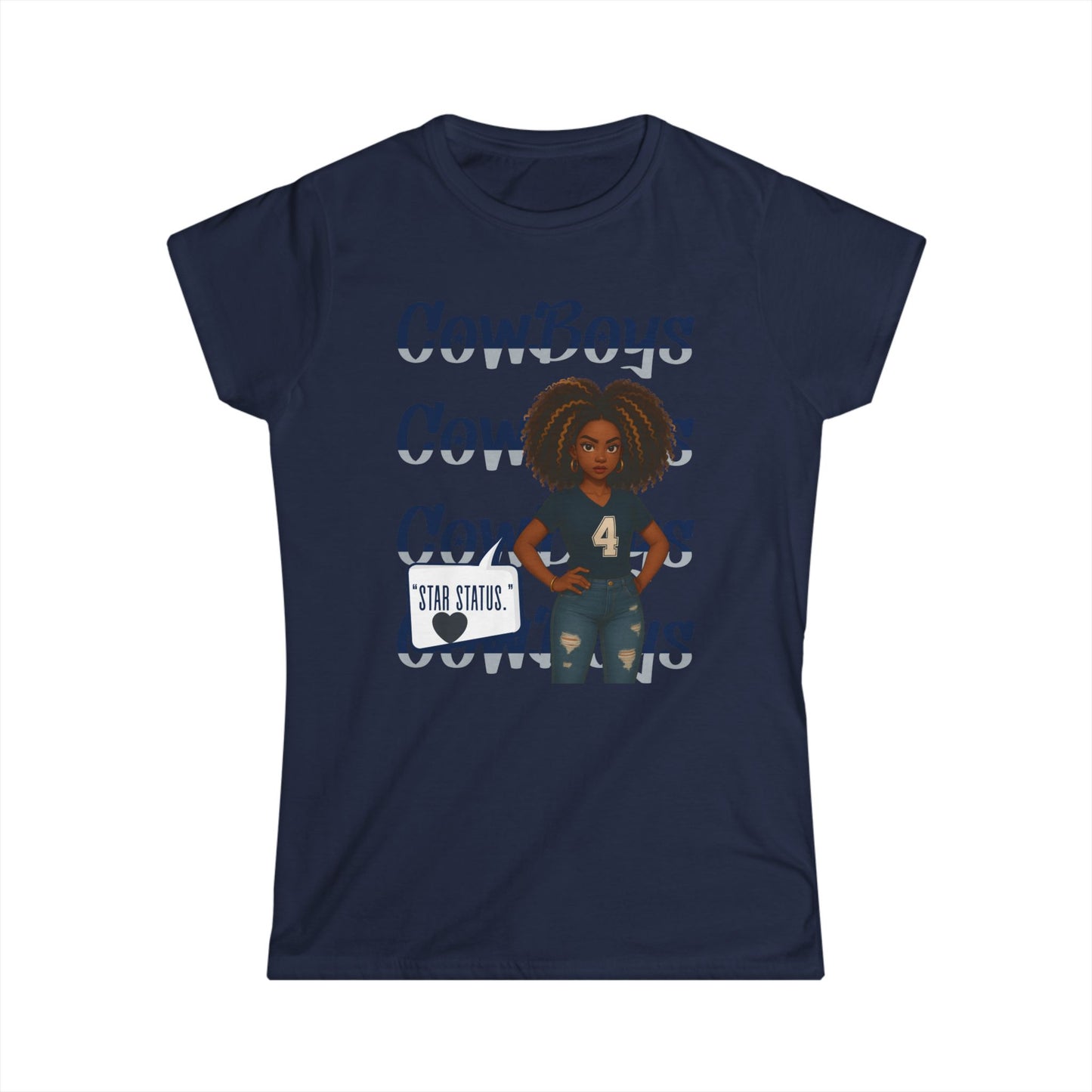 Cowboys Graphic Women's Tee, Softstyle Shirt, Football Fan Apparel, Sportswear Gift, Casual Cute Top