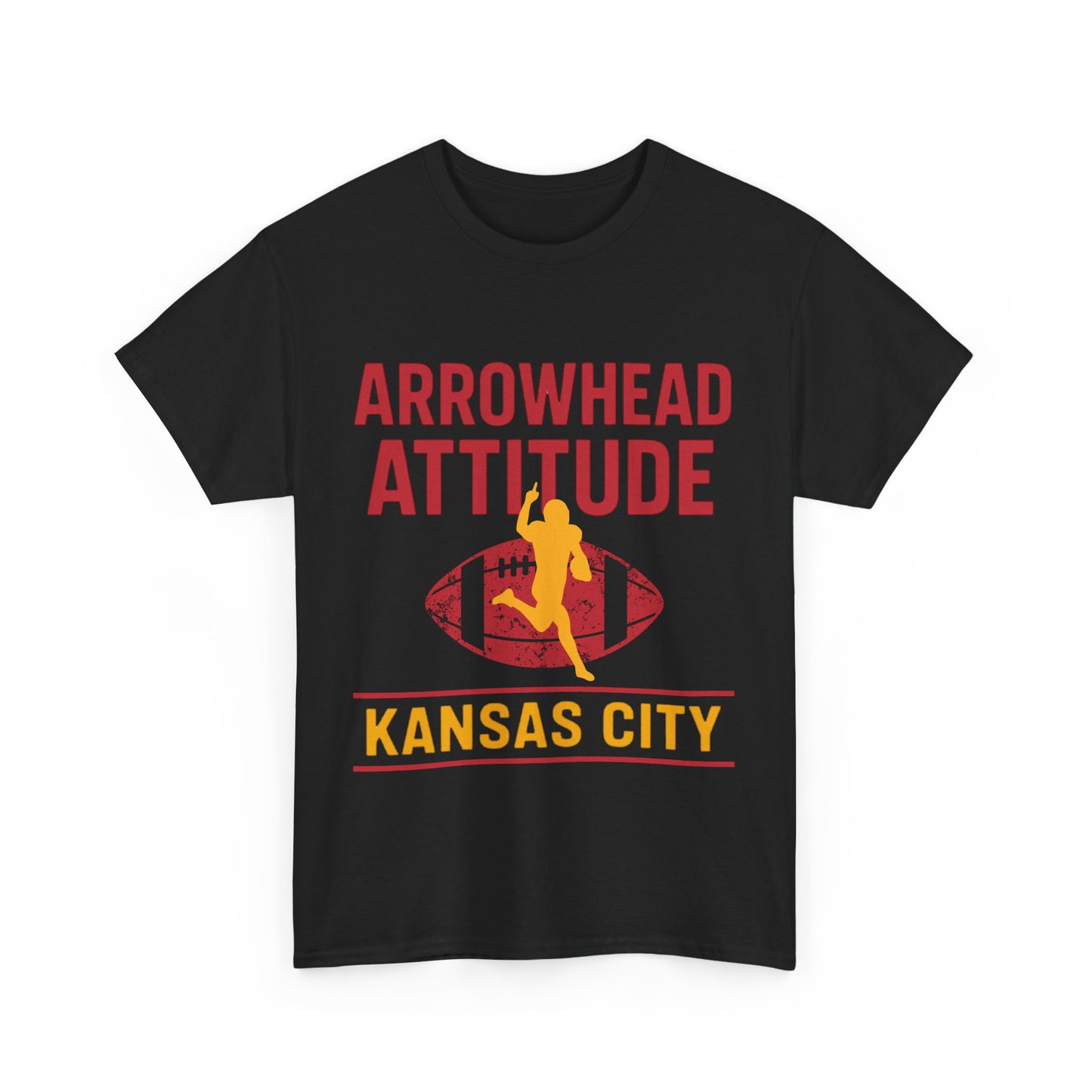 Male Heavy Cotton Tee, Arrowhead Attitude, Football Tee
