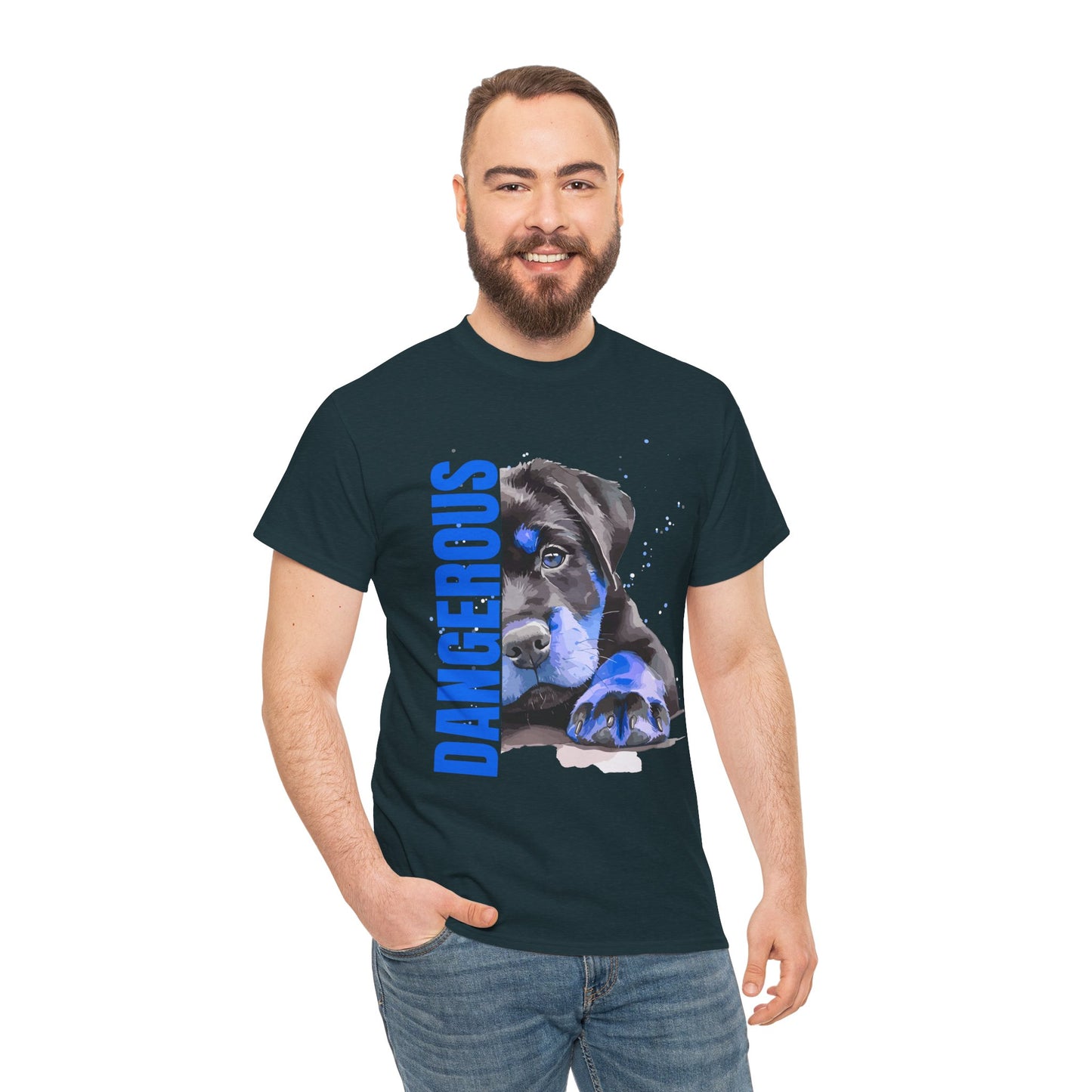 "'DANGEROUS" Cool Dog Lover Tee - Unisex Heavy Cotton T-Shirt