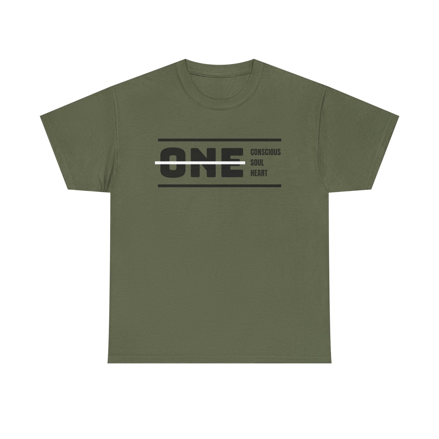 Male's Heavy Cotton Tee - 'ONE' Conscious Soul Heart | Casual Apparel, Gift for Mindfulness, Inspirational Wear, Summer Tee, Everyday Style