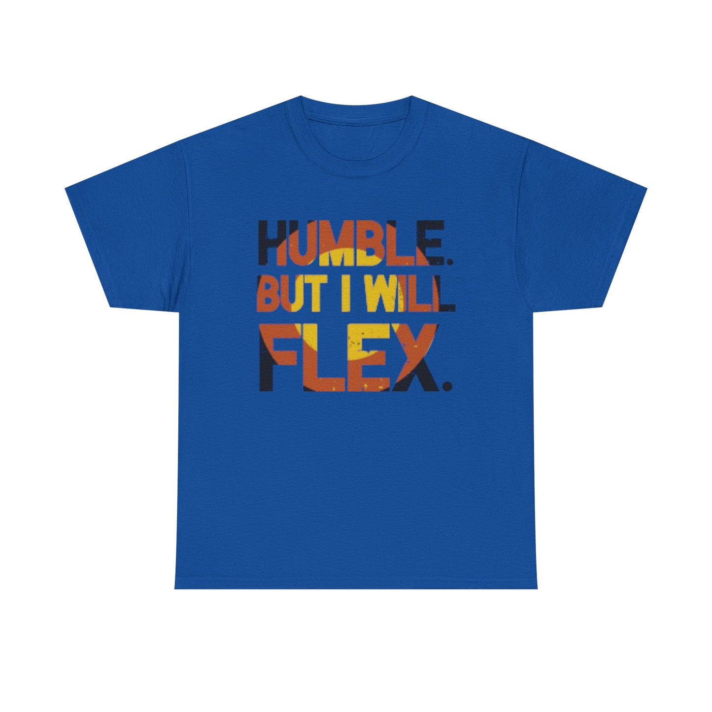 Male Heavy Cotton Tee - 'Humble. But I Will Flex.' Motivational Shirt, Gift for Fitness Lovers, Casual Top, Birthday Gift, Gym Wear