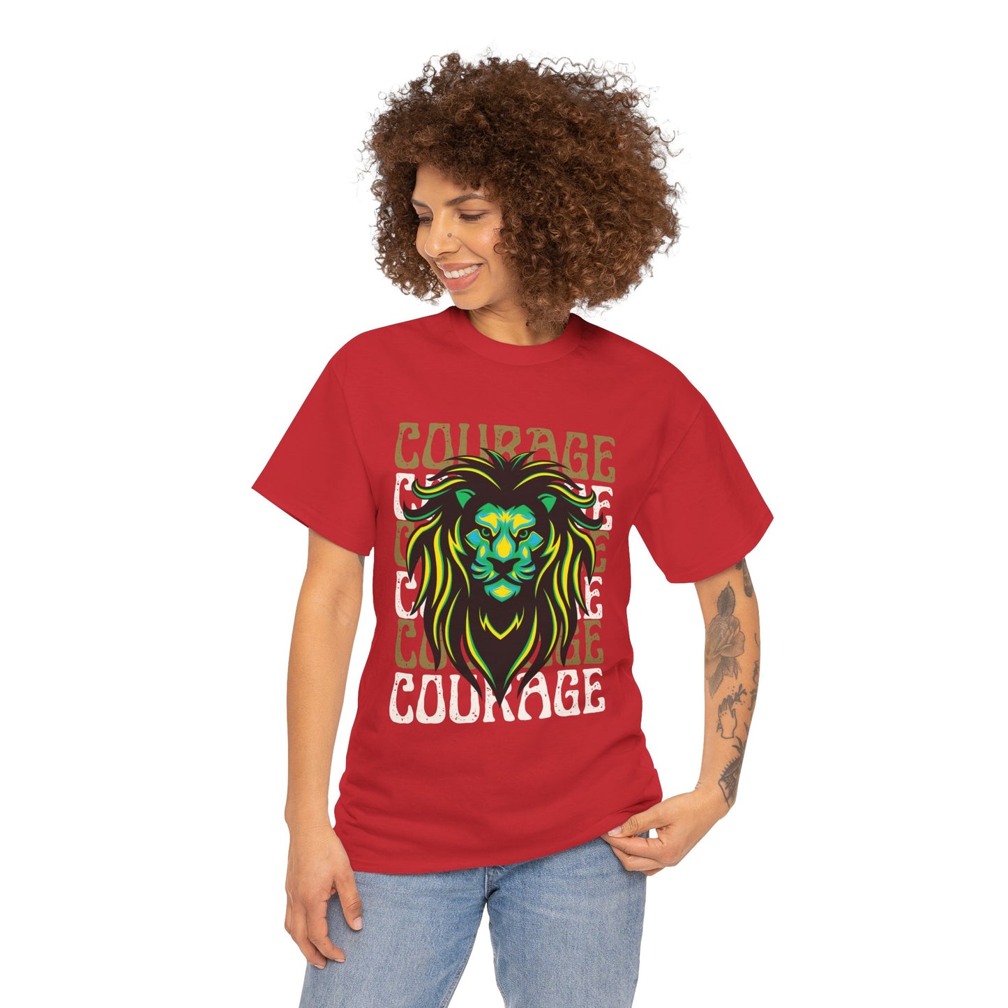 Courageous Lion Tee, Motivational Shirt, Unisex Cotton T-Shirt, Gift for Strength, Inspirational Apparel, Courage Theme