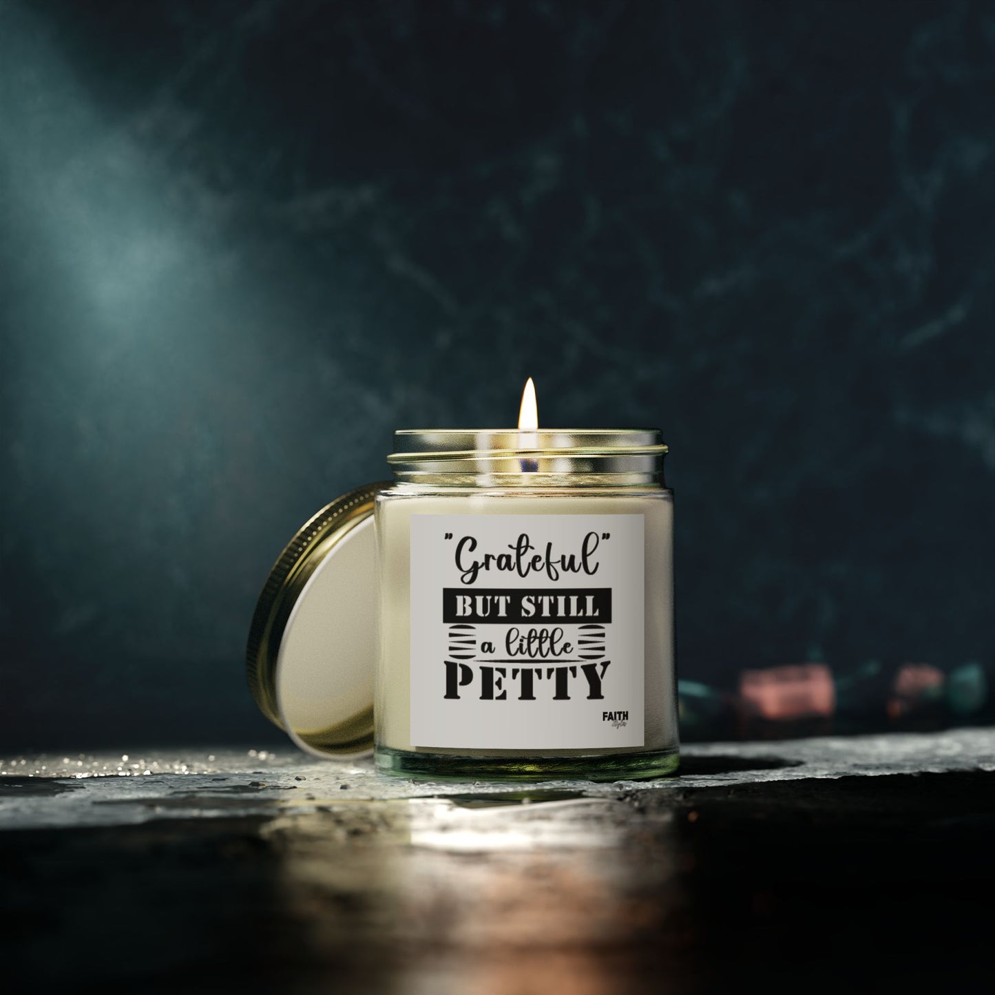 FaithStyles "GRATEFUL, YET PETTY" Scented Wax Candles, Coconut Apricot Wax (4oz, 9oz)