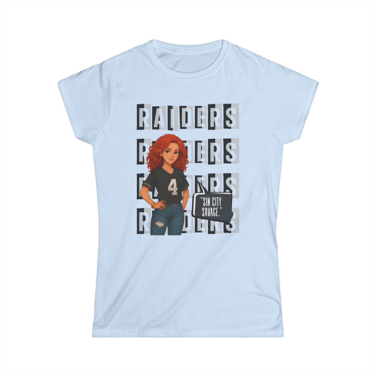 Raiders-Inspired Women’s Softstyle Tee, Casual Sports Shirt, Football Fan Apparel, Gameday Outfit, Gift for Her