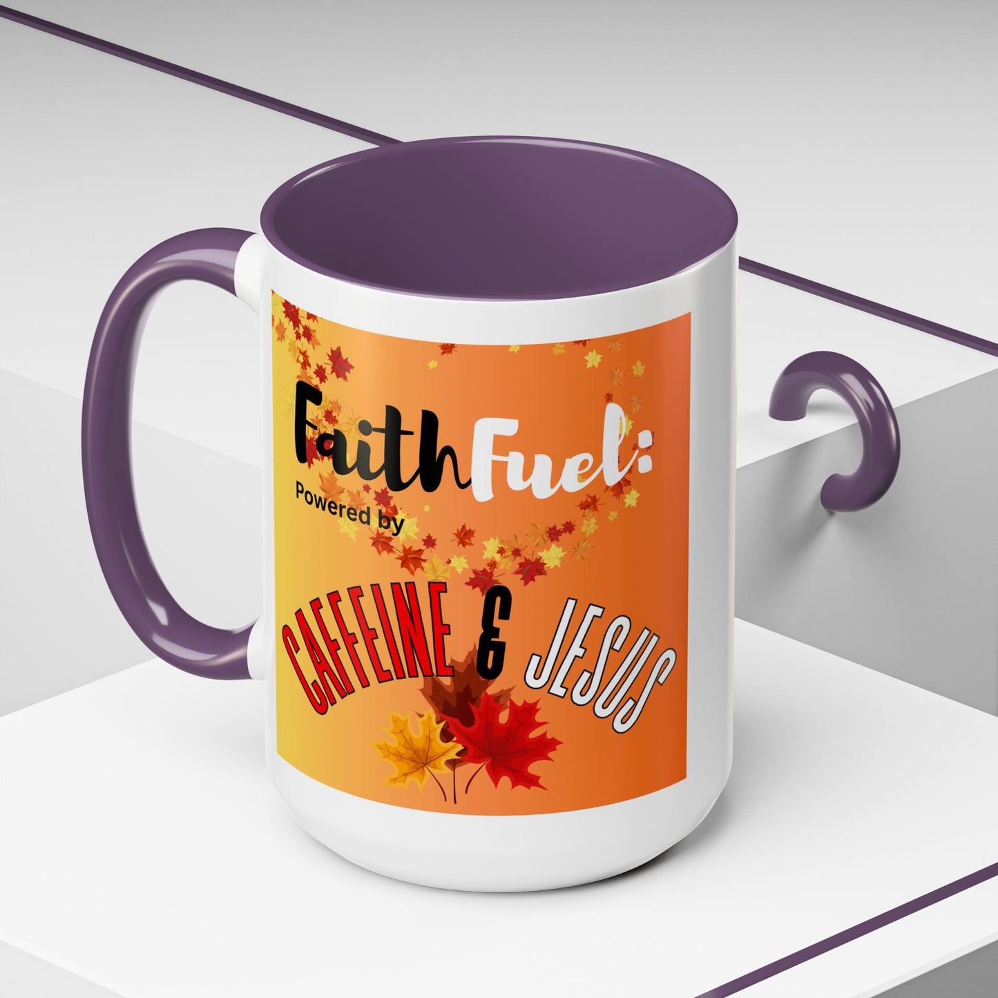 FaithFuel Caffeine & Jesus Mug - Fall Coffee Cup, Inspirational Gift, Autumn Decor, Home Office Supplies, Religious Mug