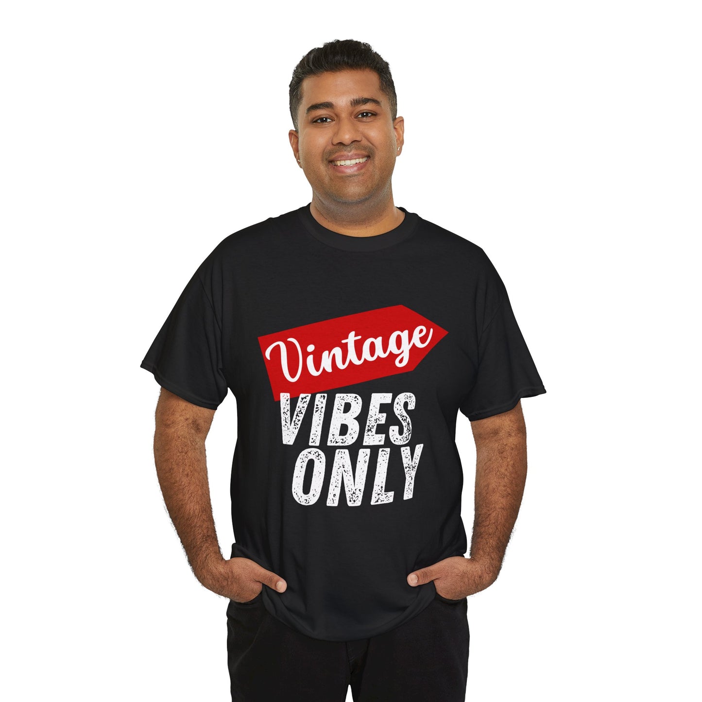 Vintage Vibes Only Unisex Heavy Cotton Tee, Retro T-Shirt, Trendy Gift for Him/Her, Casual Wear, Music Festival Outfit