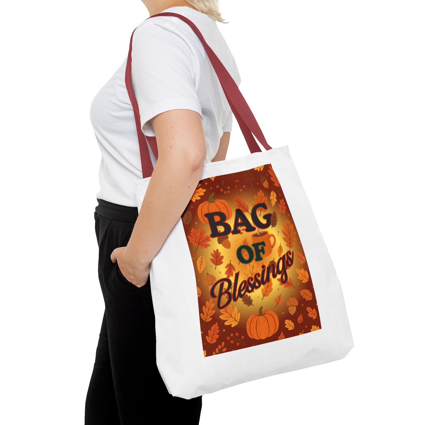 Autumn Blessings Tote Bag, Fall Tote for Shopping, Thanksgiving Gift Bag, Seasonal Carrier, Eco-Friendly Reusable Tote