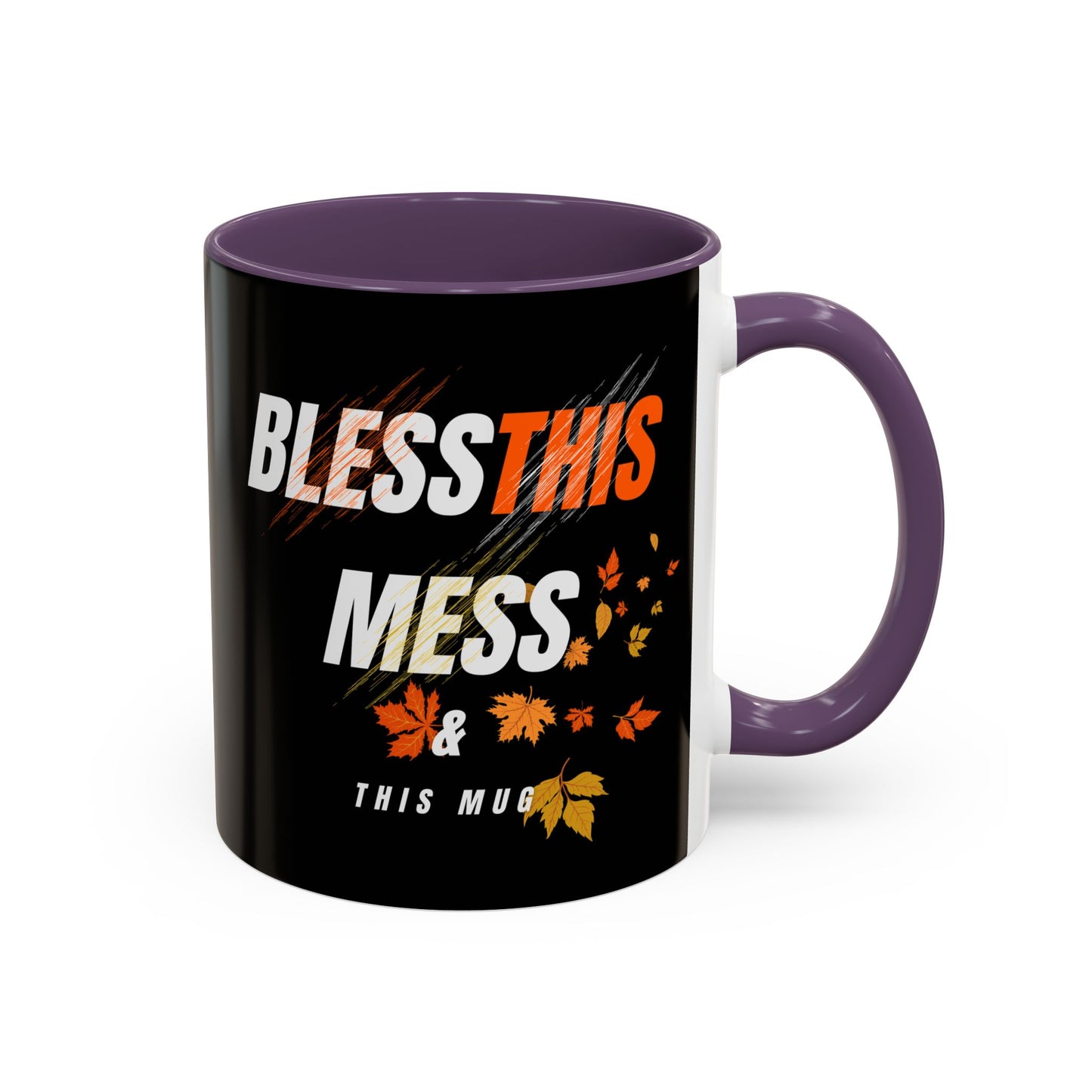 Bless This Mess Coffee Mug, Autumn Mug, Funny Mug Gift, Black Ceramic Mug, Fall Coffee Cup