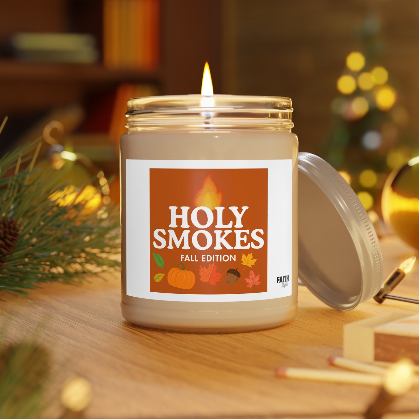 FaithStyles Holy Smokes Fall Edition Scented Soy Candle - Cozy Home Decor, Autumn Gift, Thanksgiving Candle, Fall Aromatherapy, Seasonal Fragrance