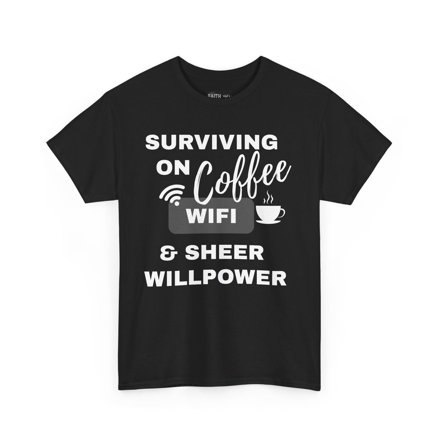 Surviving on Coffee Tee - Unisex Heavy Cotton Shirt, Funny Gift for Coffee Lovers, Perfect for Everyday Wear, Birthday & Holidays