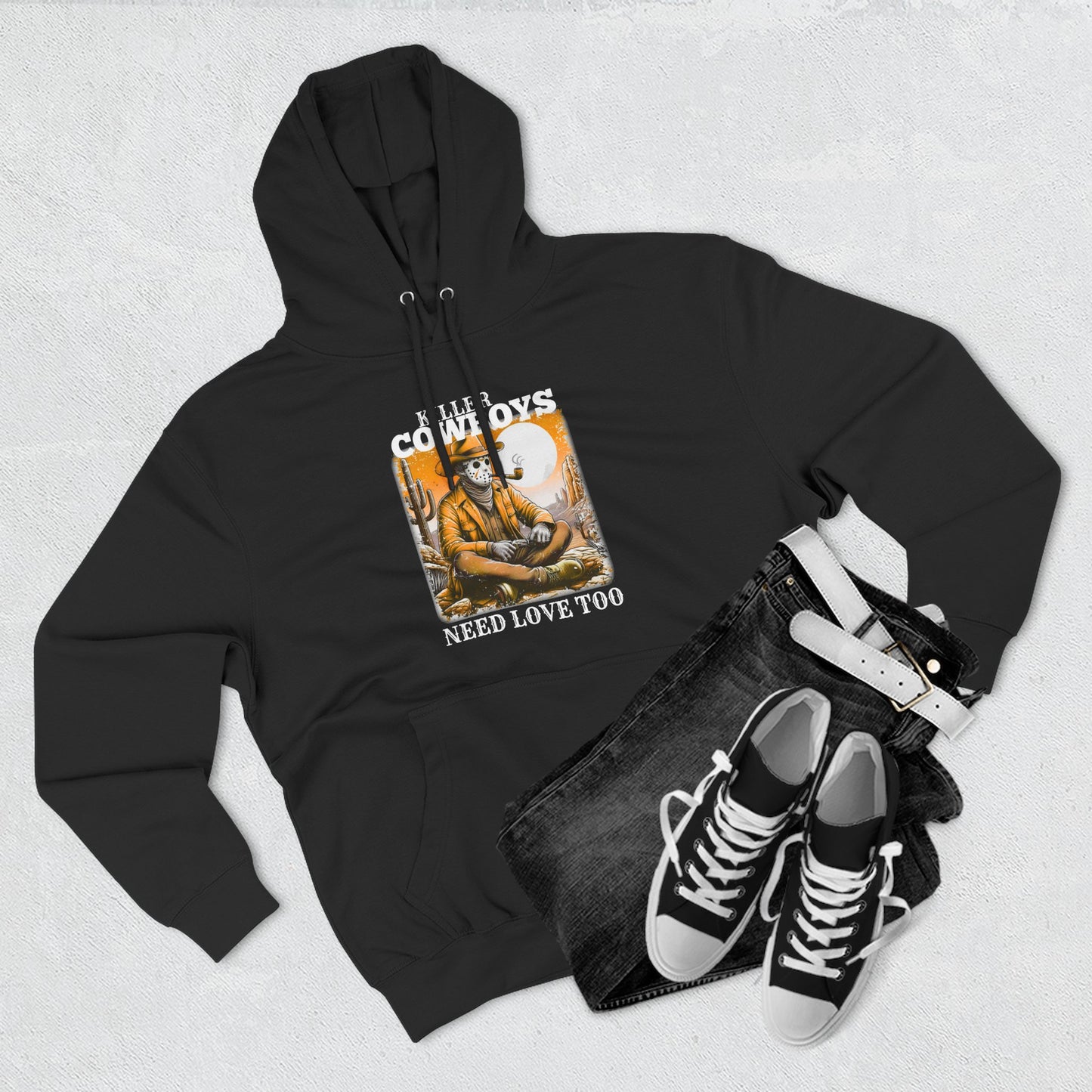 Three-Panel Fleece Hoodie-Front & Back Images
