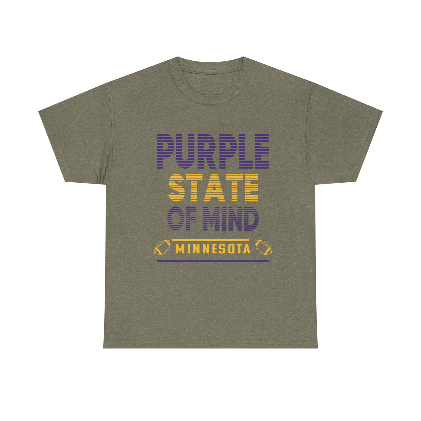 Purple State of Mind Male Cotton Tee, Comfortable Casual Wear, Gift for Minnesota Lovers, Birthday, College Apparel