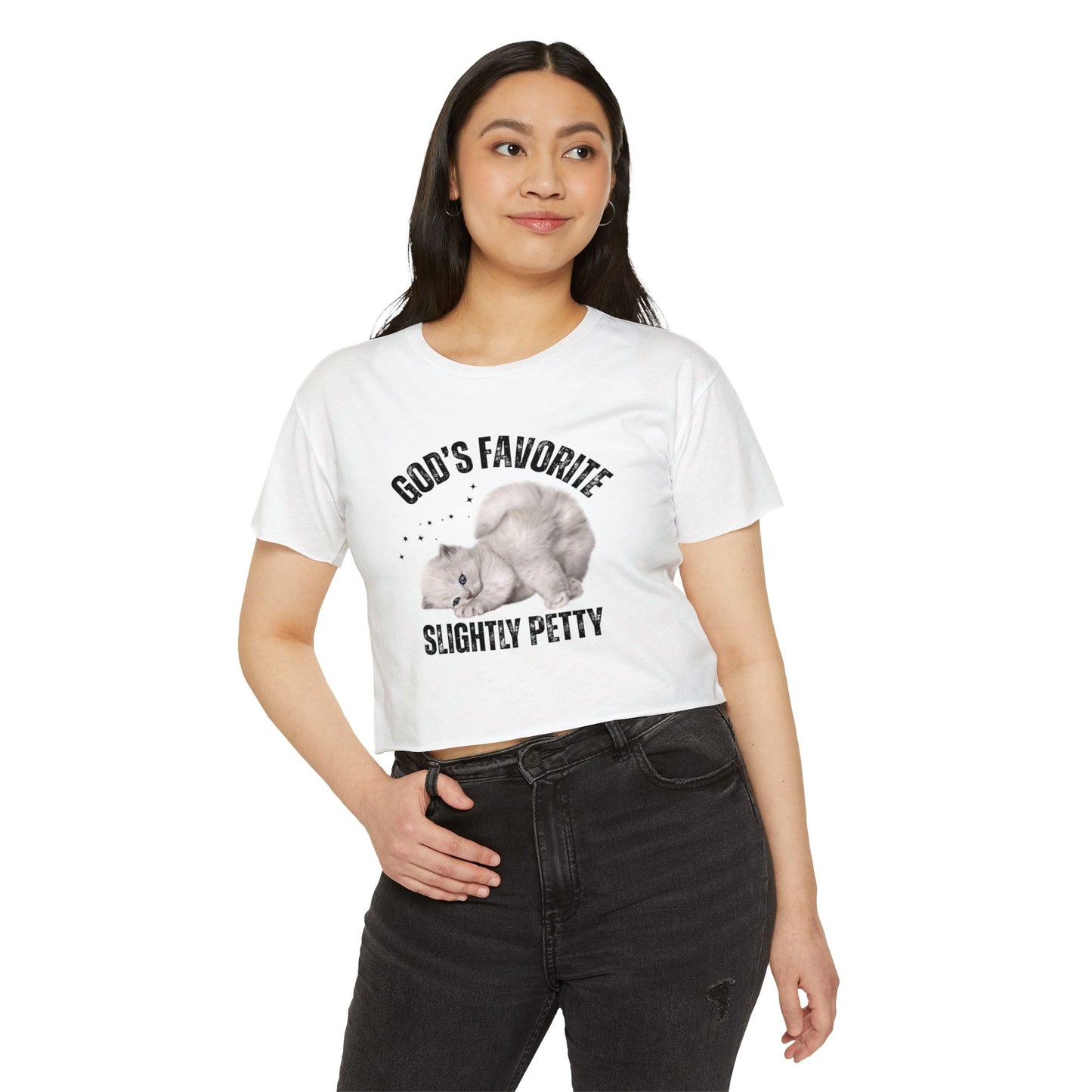 God's Favorite Slightly Petty Women's Festival Crop Top, Cute Summer Shirt, Fun Graphic Tee, Festival Outfit, Trendy Streetwear
