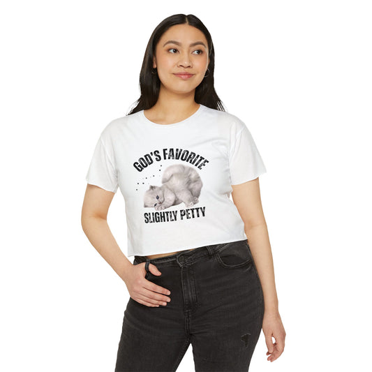 God's Favorite Slightly Petty Women's Festival Crop Top, Cute Summer Shirt, Fun Graphic Tee, Festival Outfit, Trendy Streetwear