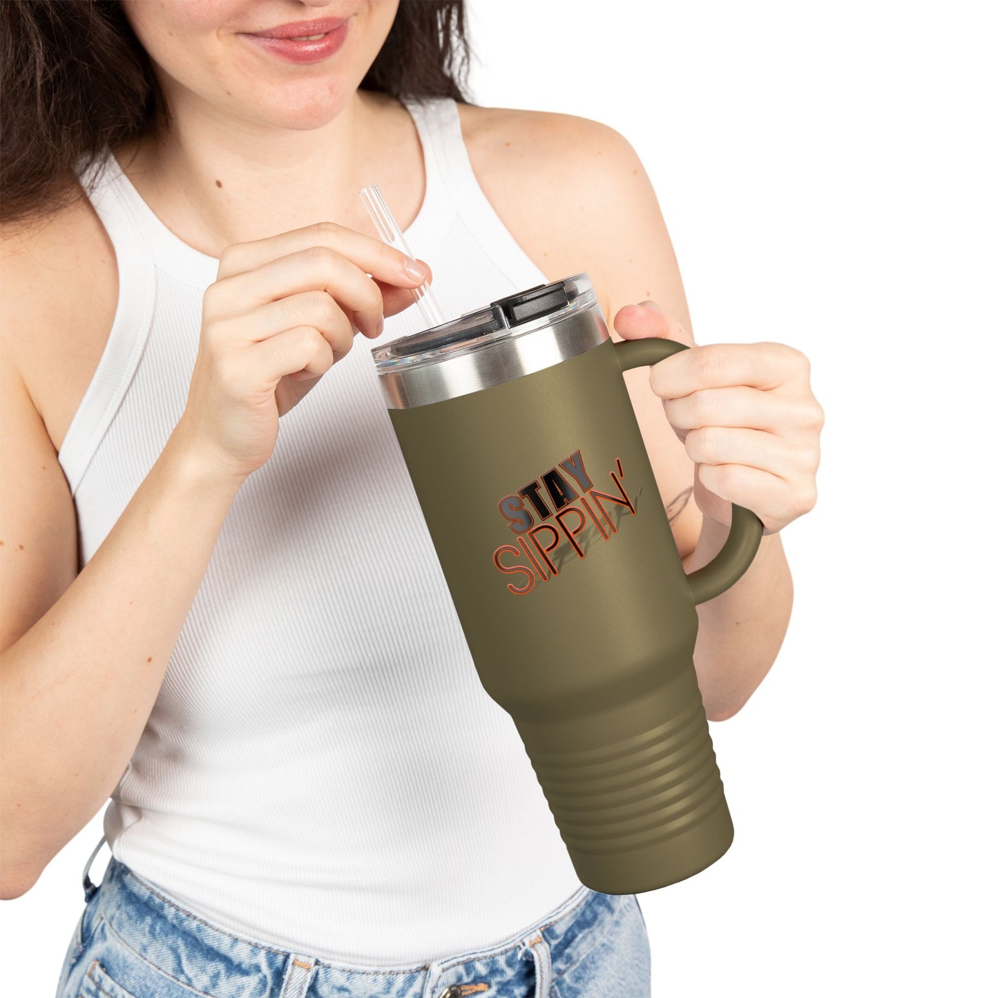 Insulated Travel Mug for On-the-Go, Stay Sippin' Coffee Cup, 40oz Beverage Tumbler, Perfect for Road Trips, Gifts for Her, Summer Travel