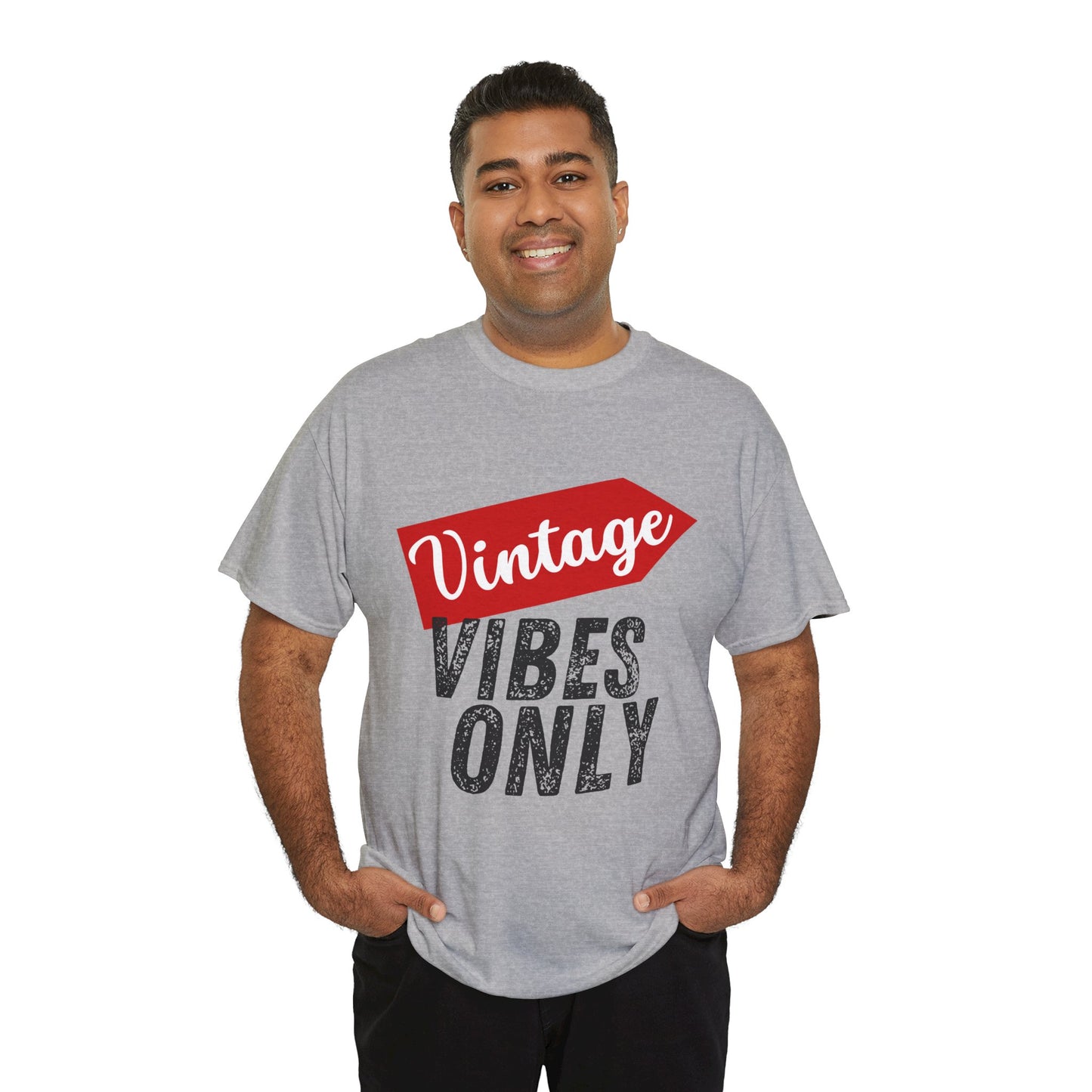 Vintage Vibes Only Unisex Heavy Cotton Tee, Retro T-Shirt, Trendy Gift for Him/Her, Casual Wear, Music Festival Outfit