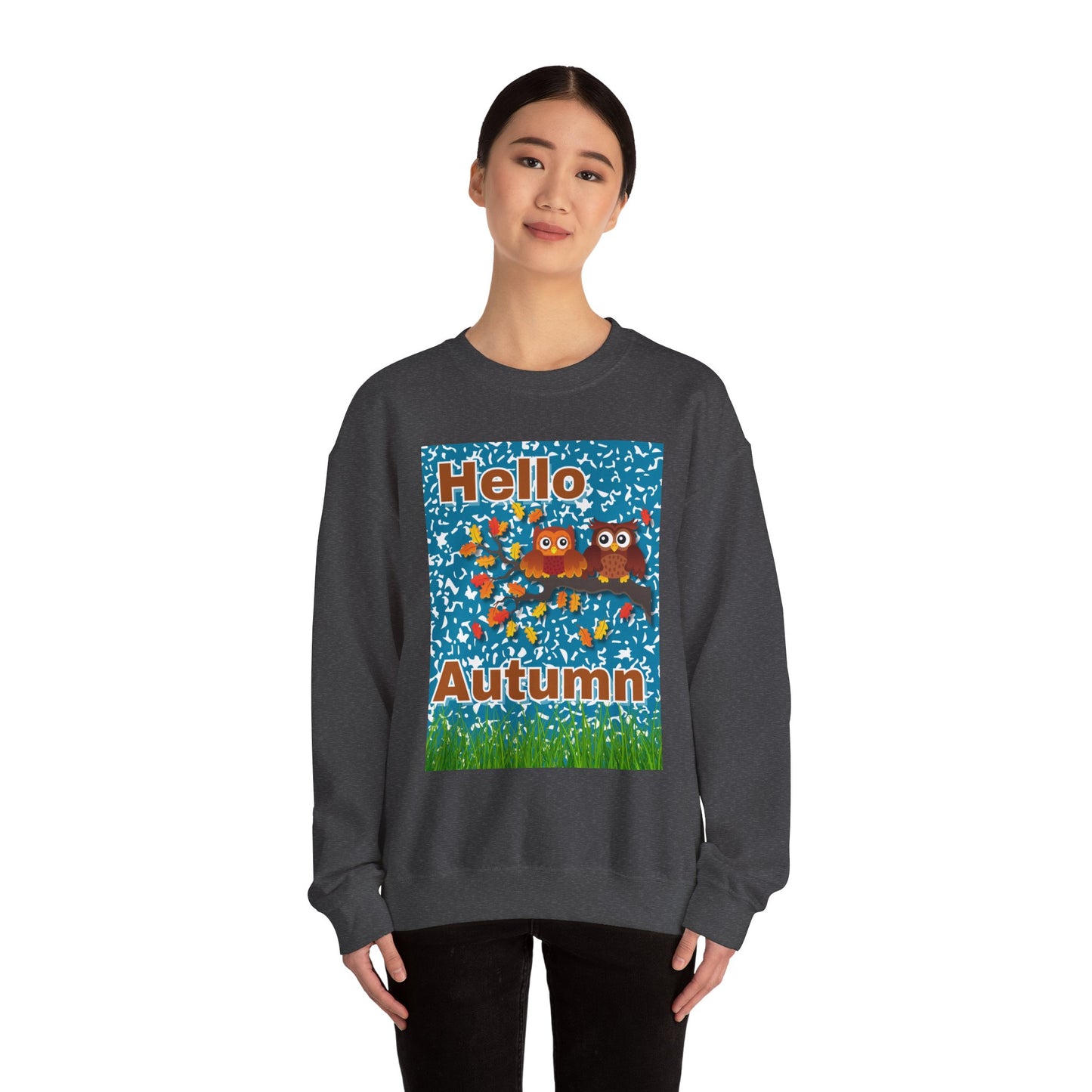 Autumn Owl Crewneck Sweatshirt, Cozy Fall Apparel, Seasonal Gift, Halloween, Thanksgiving, Cute Sweatshirt, Unisex Fall Fashion