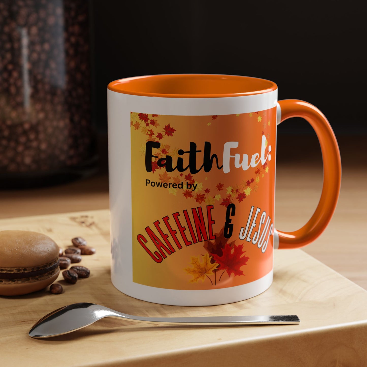 FaithFuel Caffeine & Jesus Mug - Fall Coffee Cup, Inspirational Gift, Autumn Decor, Home Office Supplies, Religious Mug