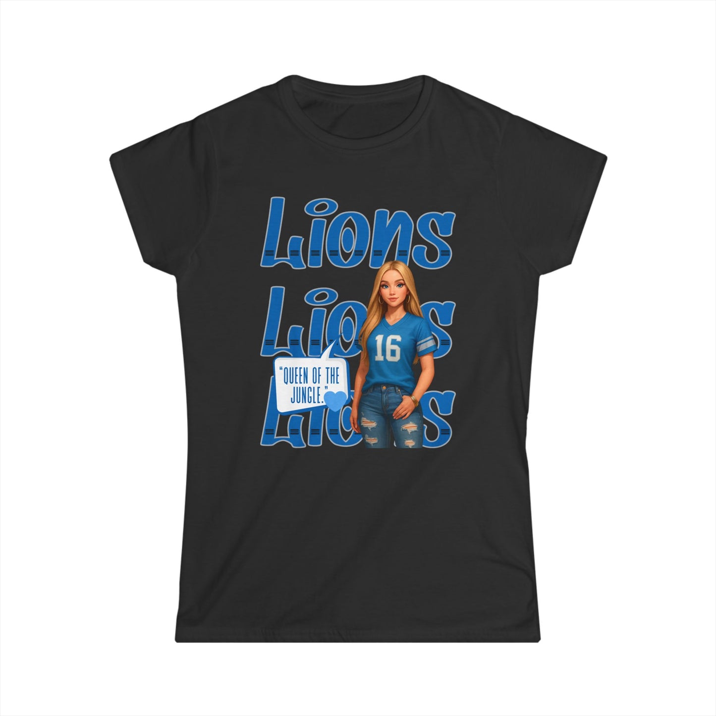 Lions Queen Women's Tee, Casual Fan Shirt, Women's Graphic Top, Gift for Sports Lovers, Birthday Present