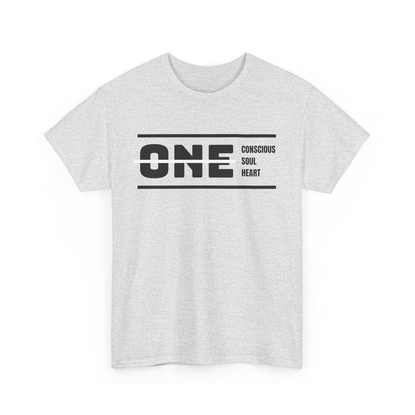 Male's Heavy Cotton Tee - 'ONE' Conscious Soul Heart | Casual Apparel, Gift for Mindfulness, Inspirational Wear, Summer Tee, Everyday Style