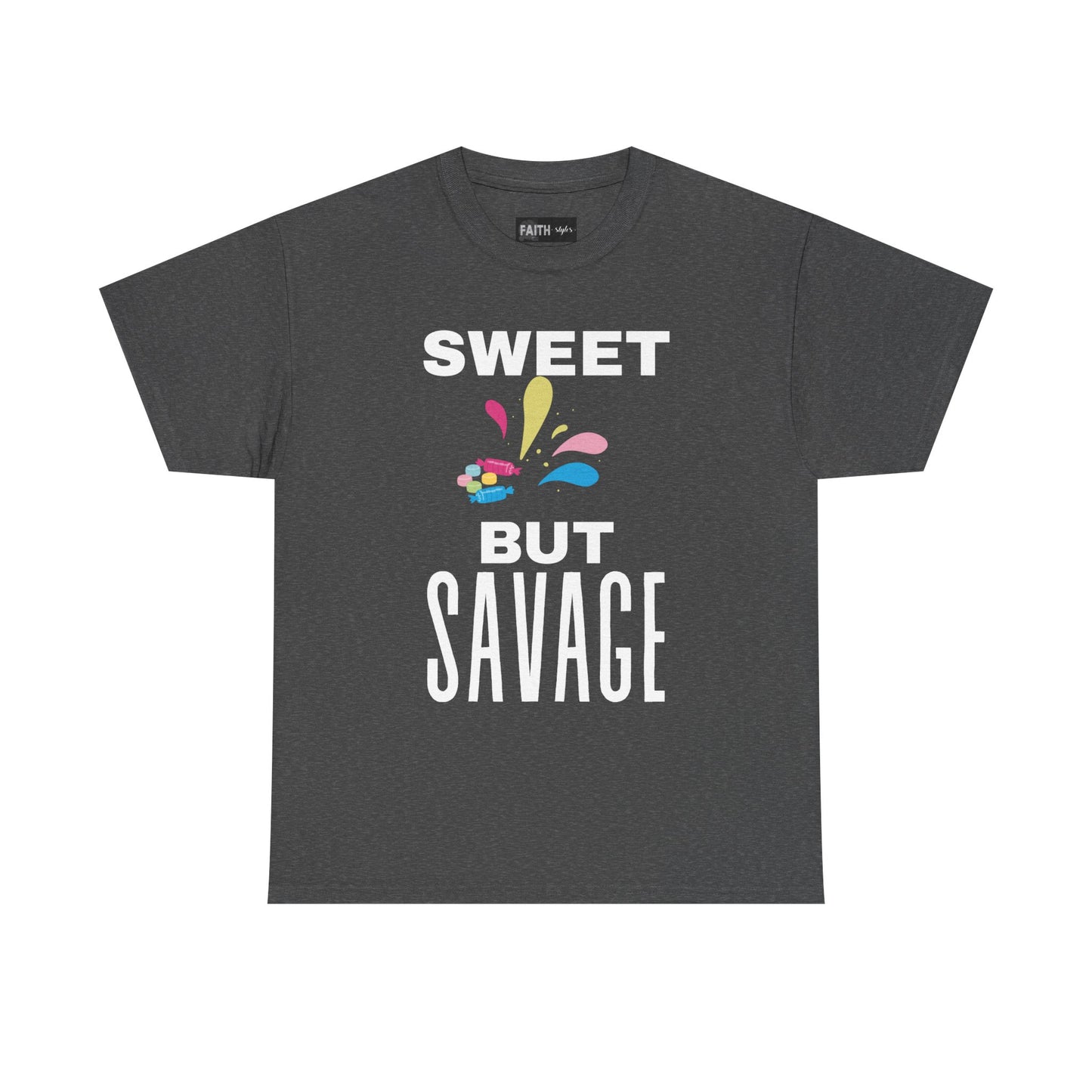 Sweet but Savage Grandma Cotton Tee | Fun Gift for Trendsetters, Everyday Wear, Birthday Party, and Casual Outings