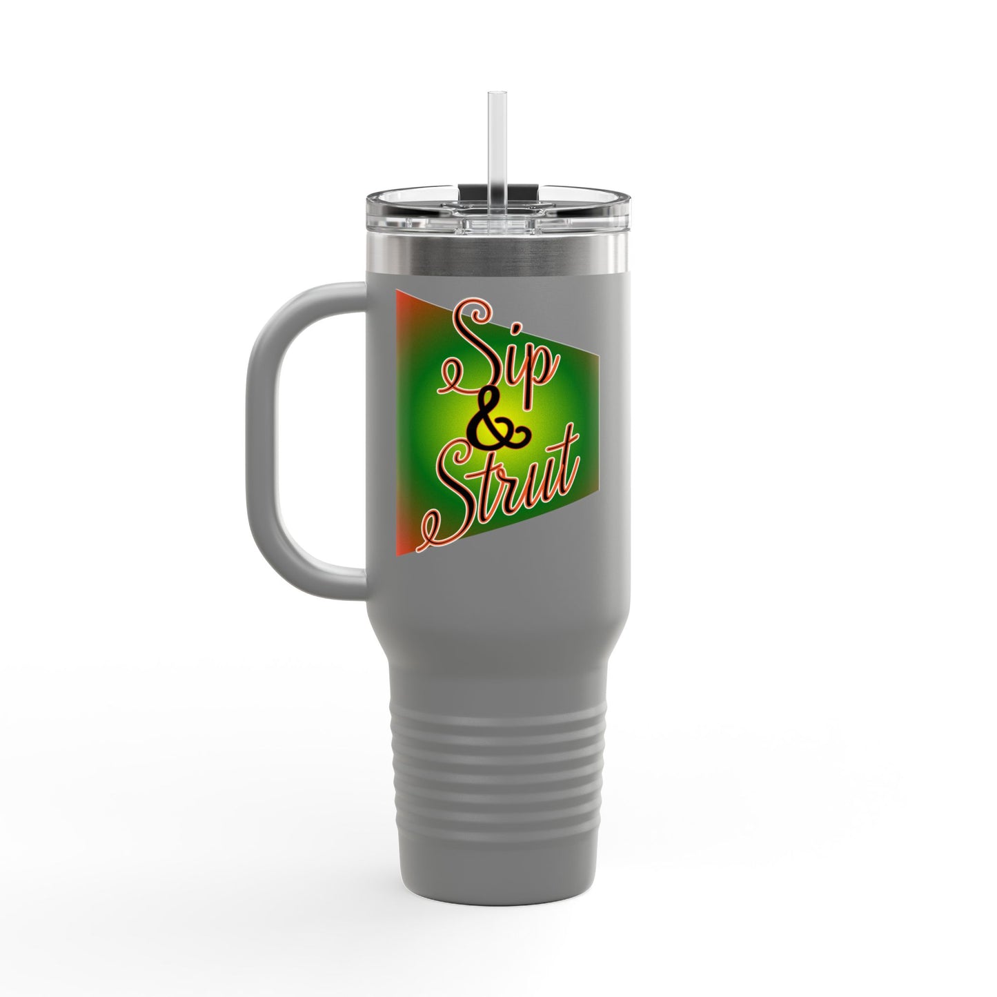 Vibrant Insulated Travel Mug - Sip & Strut, Perfect for Coffee Lovers, Road Trips, Outdoor Adventures, Gift for Holidays, Motivational Mug