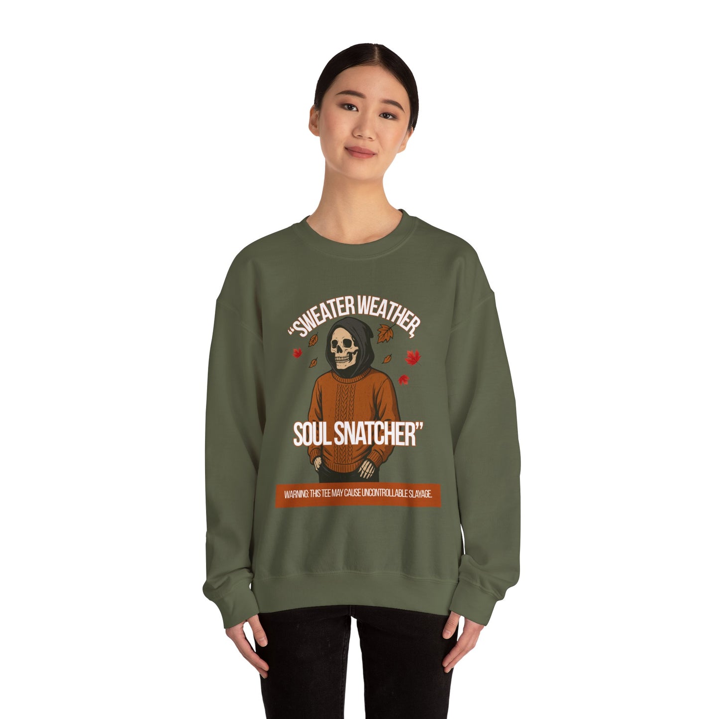 Soul Snatcher Crewneck Sweatshirt - Cozy Unisex Fall Apparel, Halloween Gift, Casual Streetwear, Autumn Fashion, Comfy Sweater