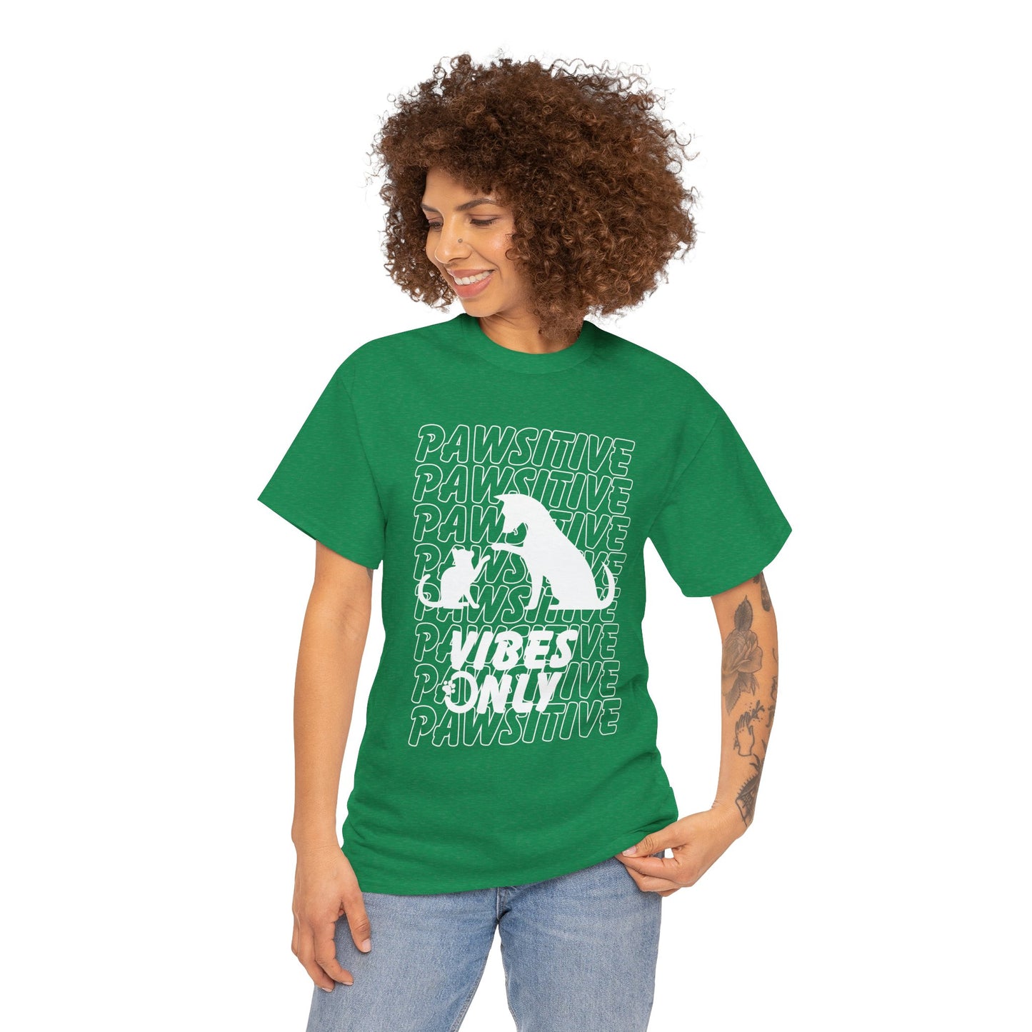 "Pawsitive Vibes Only" Unisex Heavy Cotton T-shirt