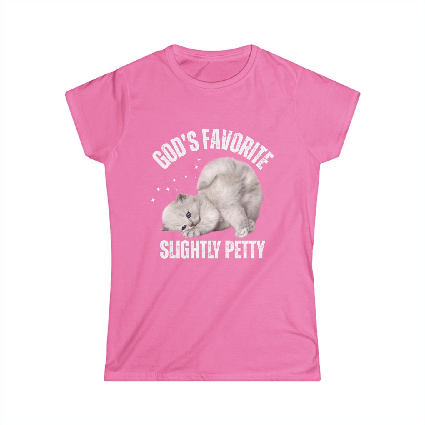 Women's Cat Lover Tee - God's Favorite, Gift for Cat Moms, Funny Petty Shirt, Cute Animal T-Shirt, Casual Everyday Wear