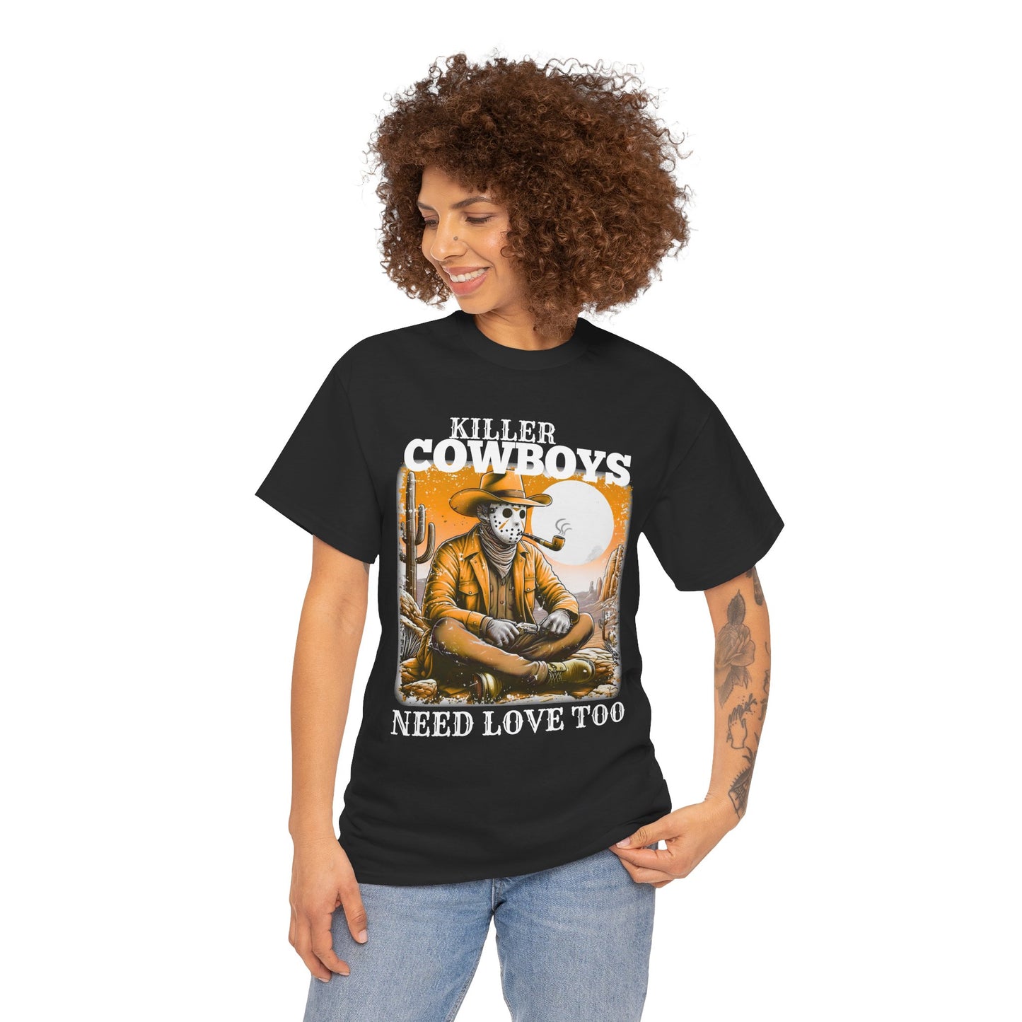 Killer Cowboys Graphic Tee, Unisex Heavy Cotton T-Shirt for Casual Wear, Cowboy Lover Gift, Western Occasion Apparel