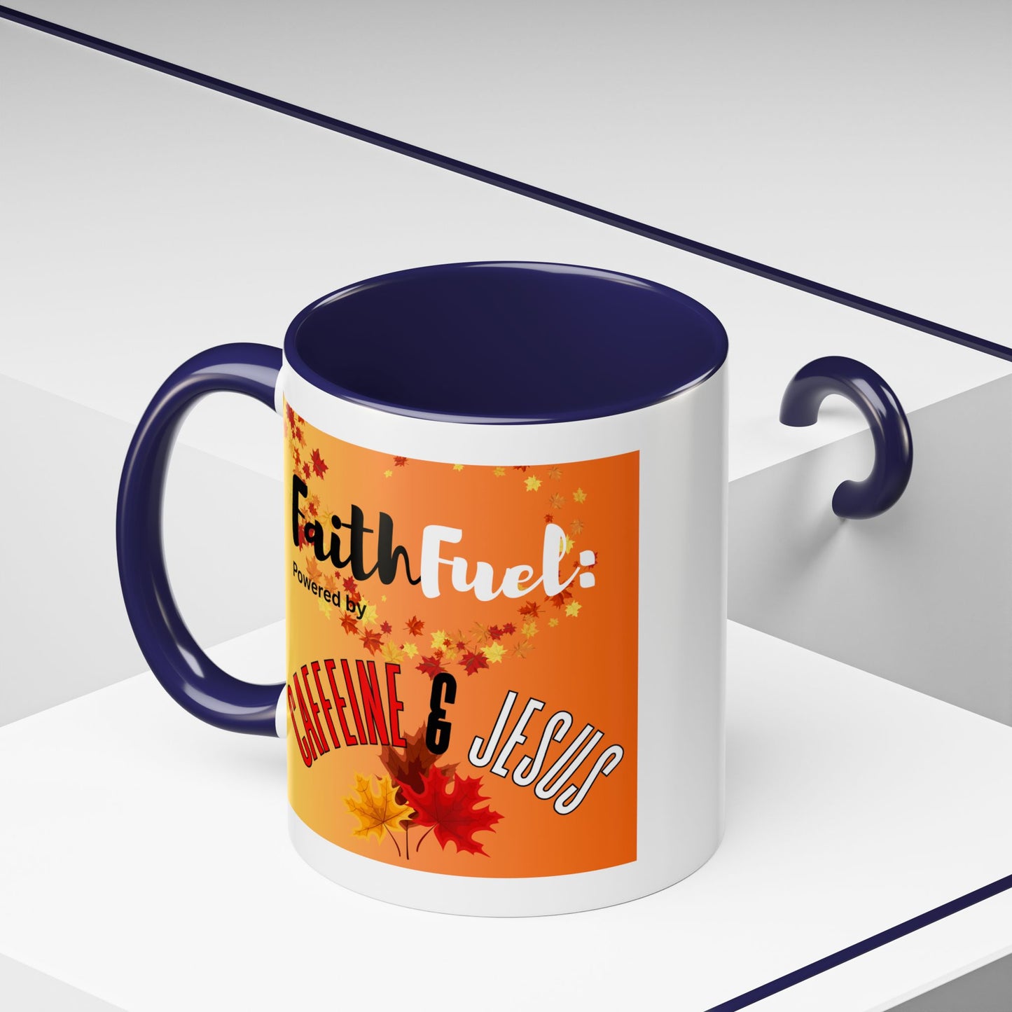 FaithFuel Caffeine & Jesus Mug - Fall Coffee Cup, Inspirational Gift, Autumn Decor, Home Office Supplies, Religious Mug