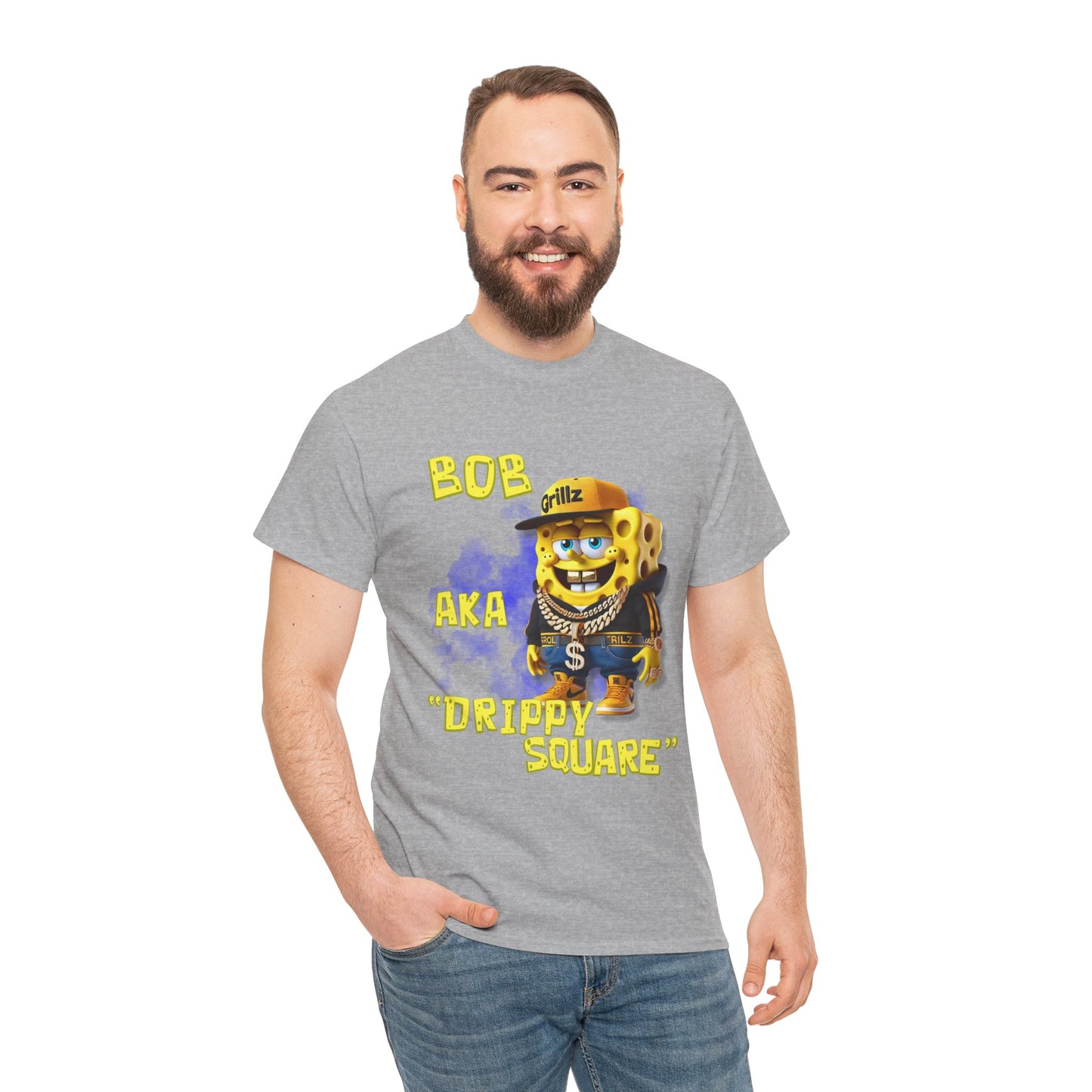 "DRIPPY SQUARE" Funny Unisex Heavy Cotton Tee - Graphic T-Shirt
