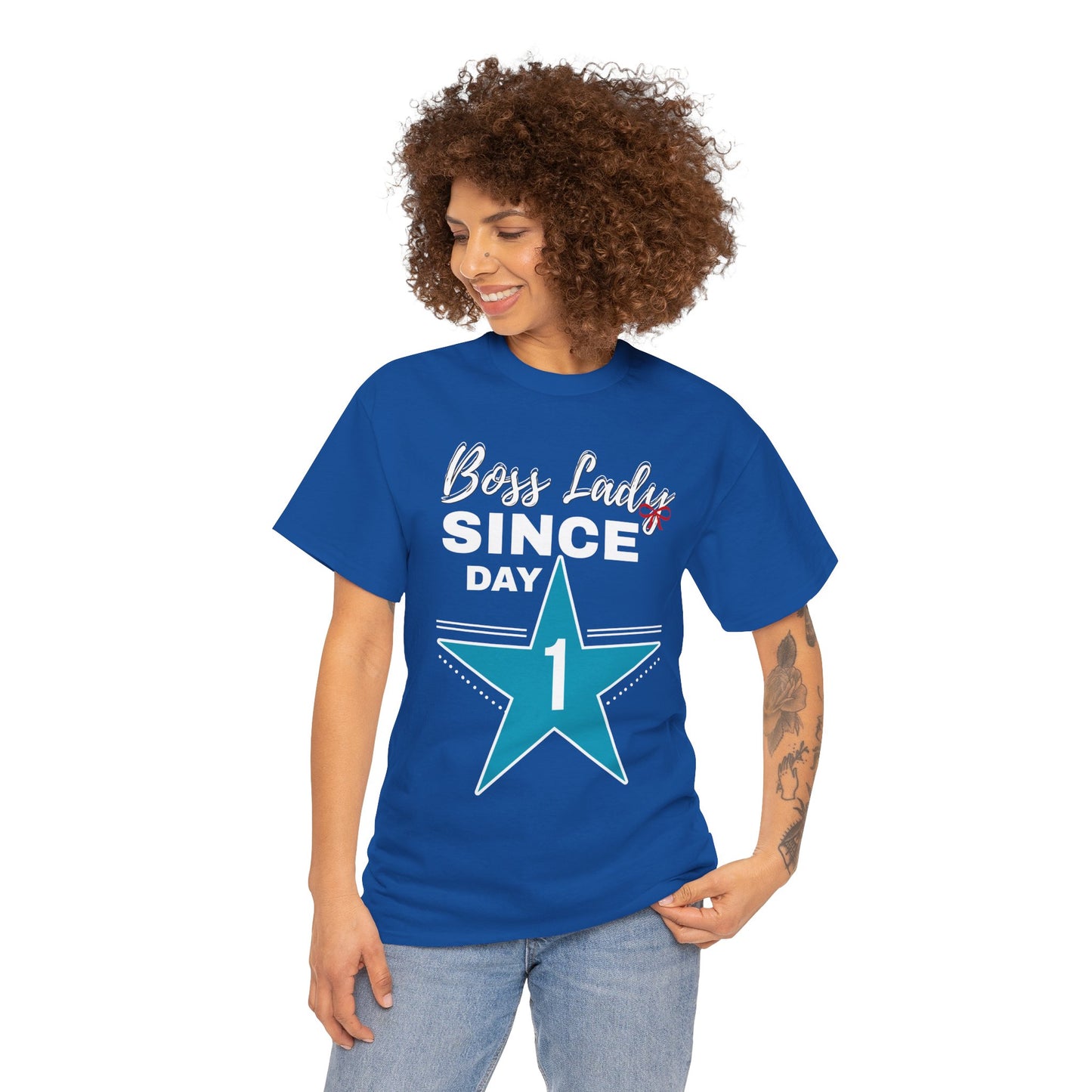 Boss Lady Since Day 1 Tee - Unisex Heavy Cotton Shirt, Perfect for Bosses, Gifts, Celebrations, Fun Occasions, Casual Wear