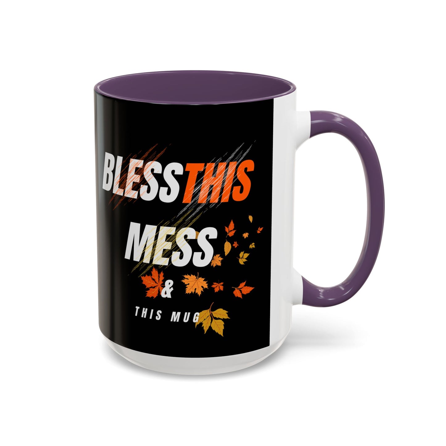 Bless This Mess Coffee Mug, Autumn Mug, Funny Mug Gift, Black Ceramic Mug, Fall Coffee Cup
