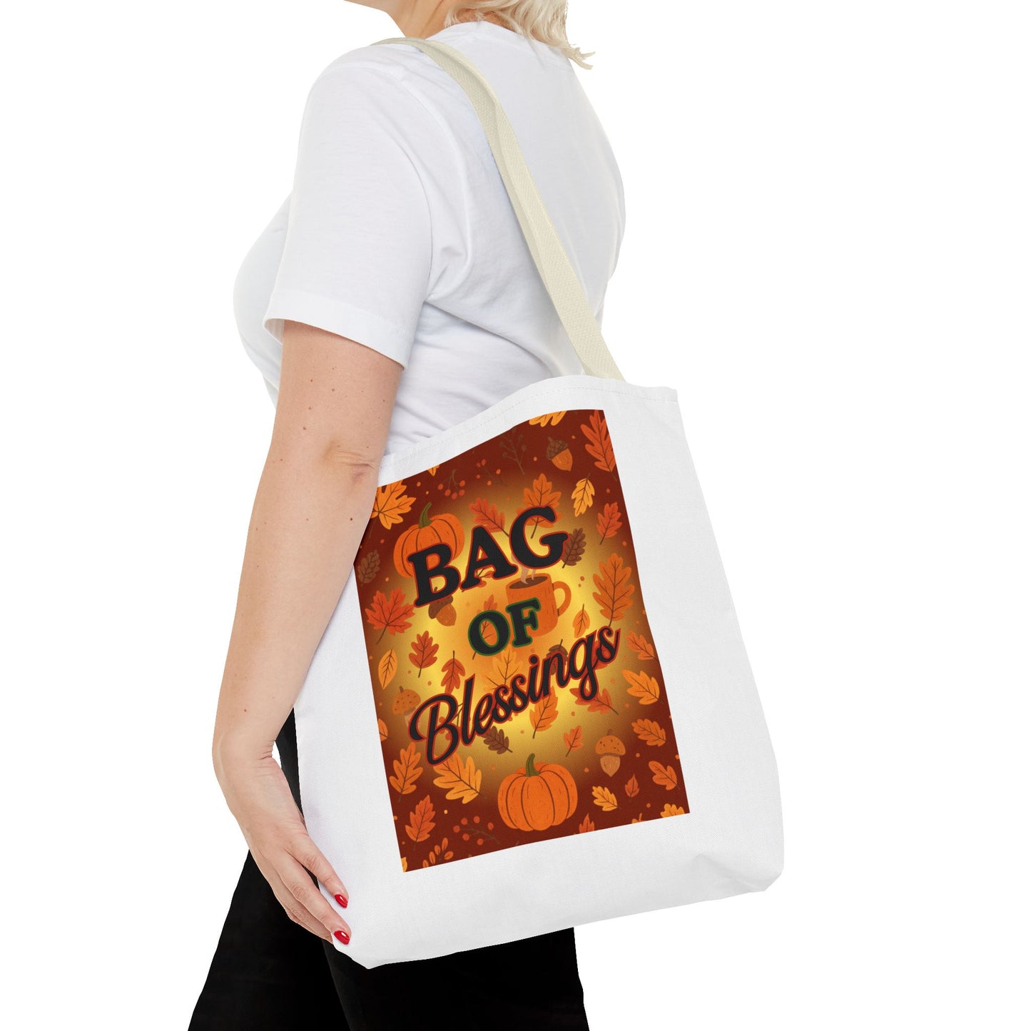 Autumn Blessings Tote Bag, Fall Tote for Shopping, Thanksgiving Gift Bag, Seasonal Carrier, Eco-Friendly Reusable Tote