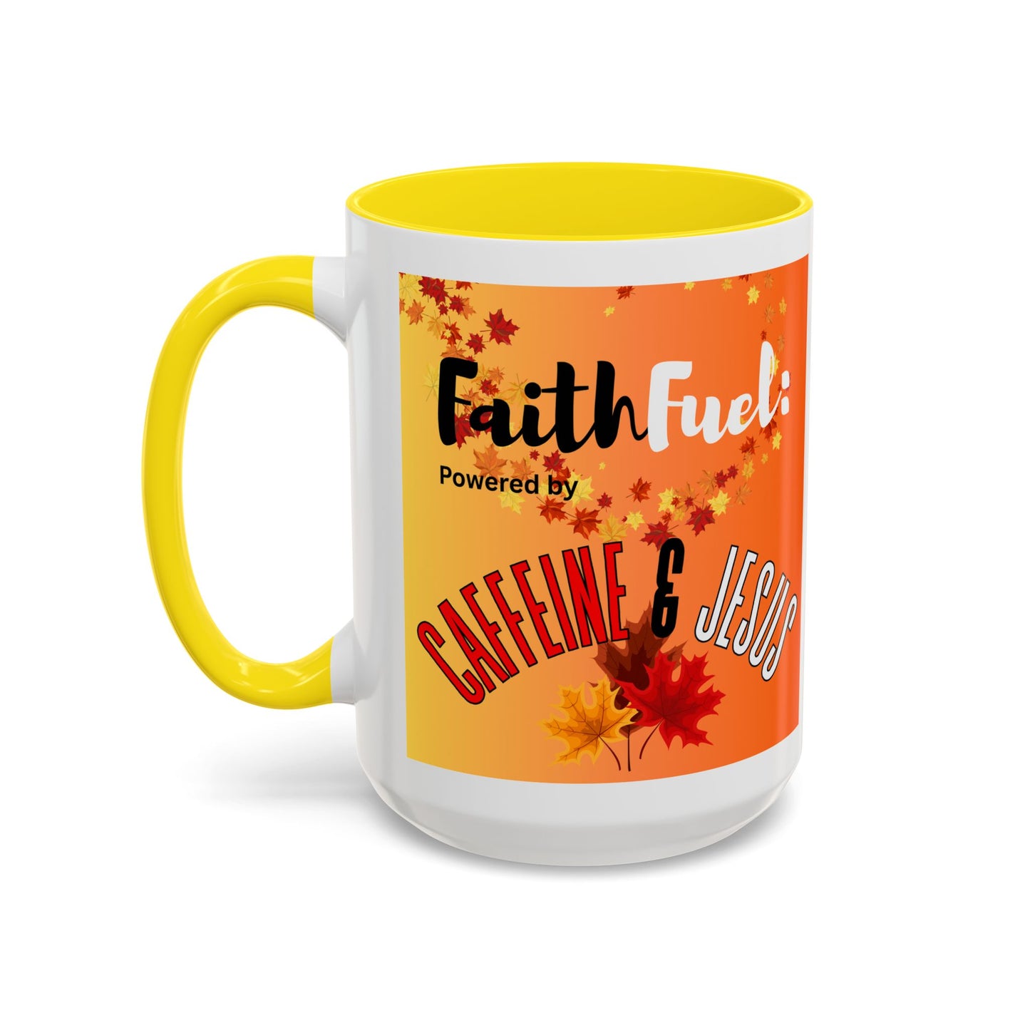 FaithFuel Caffeine & Jesus Mug - Fall Coffee Cup, Inspirational Gift, Autumn Decor, Home Office Supplies, Religious Mug