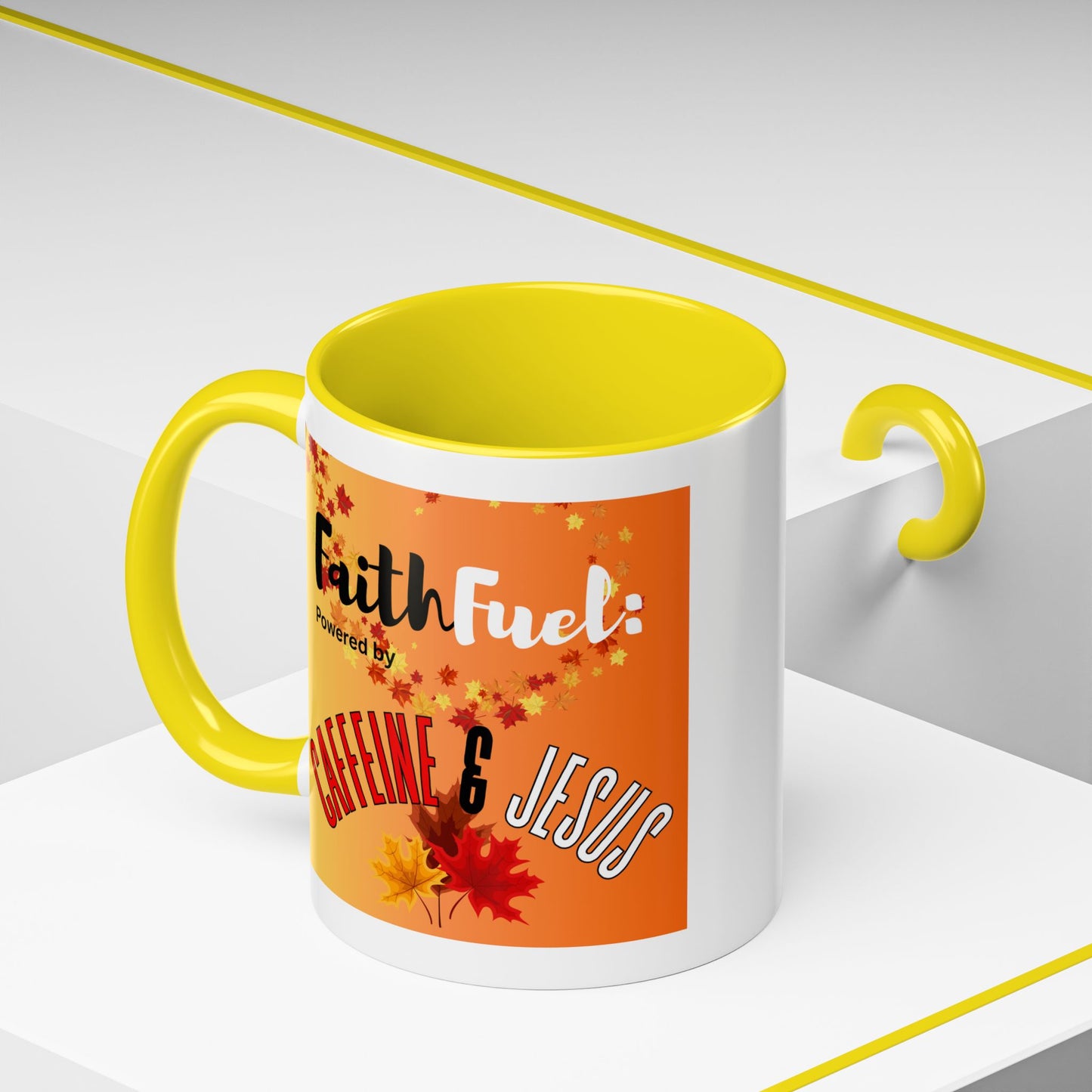 FaithFuel Caffeine & Jesus Mug - Fall Coffee Cup, Inspirational Gift, Autumn Decor, Home Office Supplies, Religious Mug