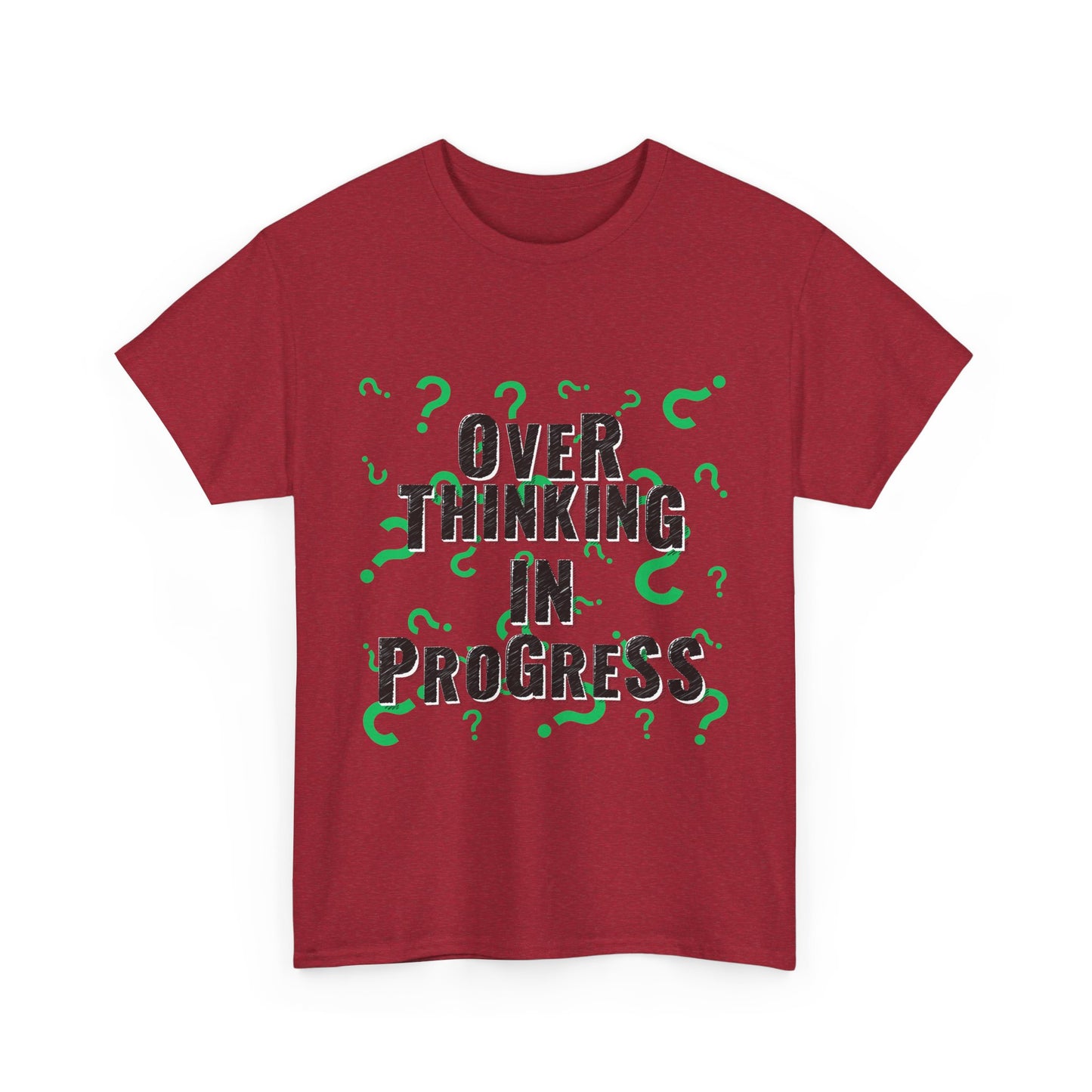 Overthinking in Progress Unisex Heavy Cotton Tee, Fun Graphic T-Shirt, Casual Wear, Gift for Thinkers, Relaxed Fit Tee