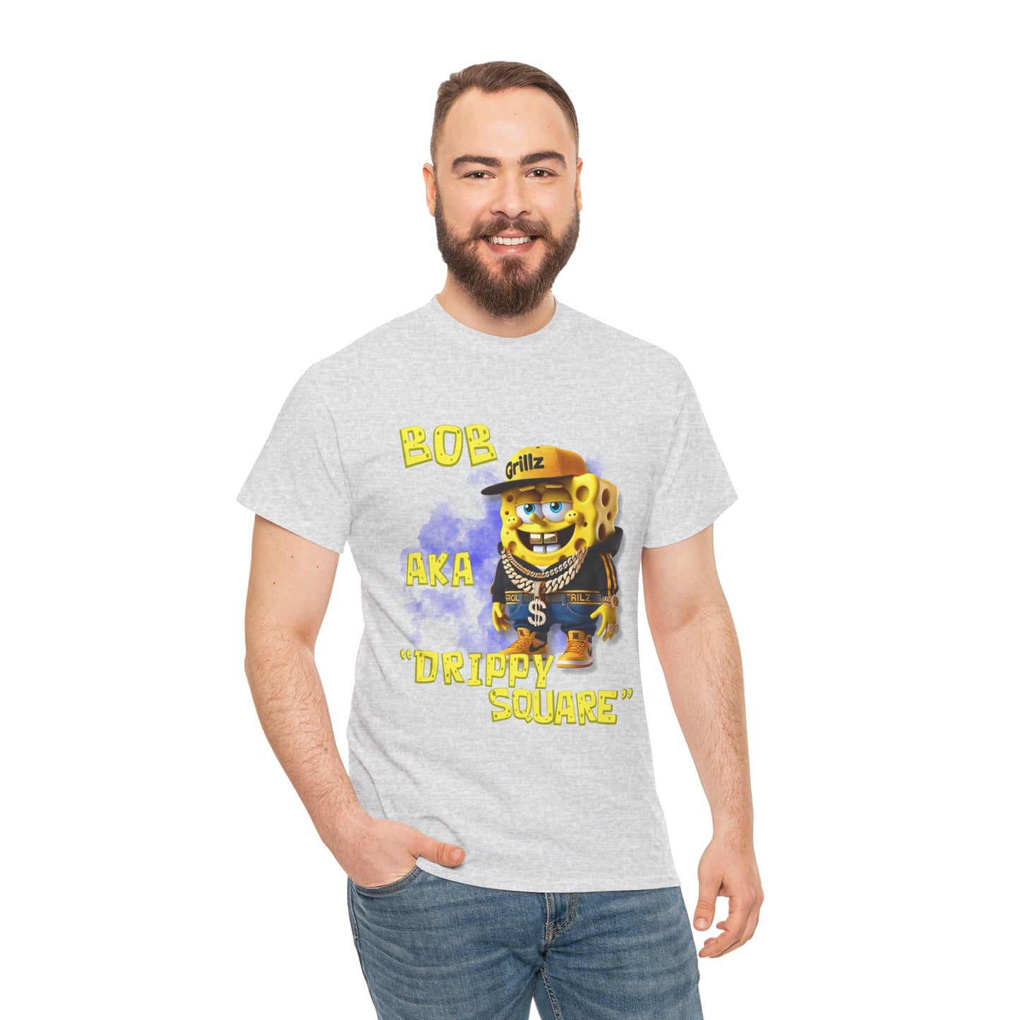 "DRIPPY SQUARE" Funny Unisex Heavy Cotton Tee - Graphic T-Shirt