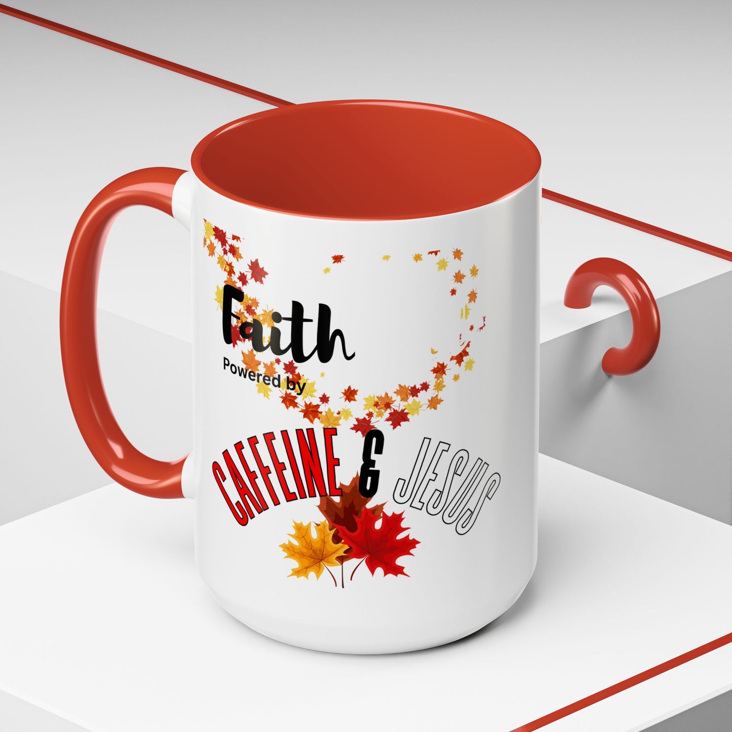 Faith & Caffeine Fall Coffee Mug | Perfect for Autumn Lovers, Thanksgiving Gift, Religious Coffee Cup, Inspirational Drinkware, Cozy Vibes