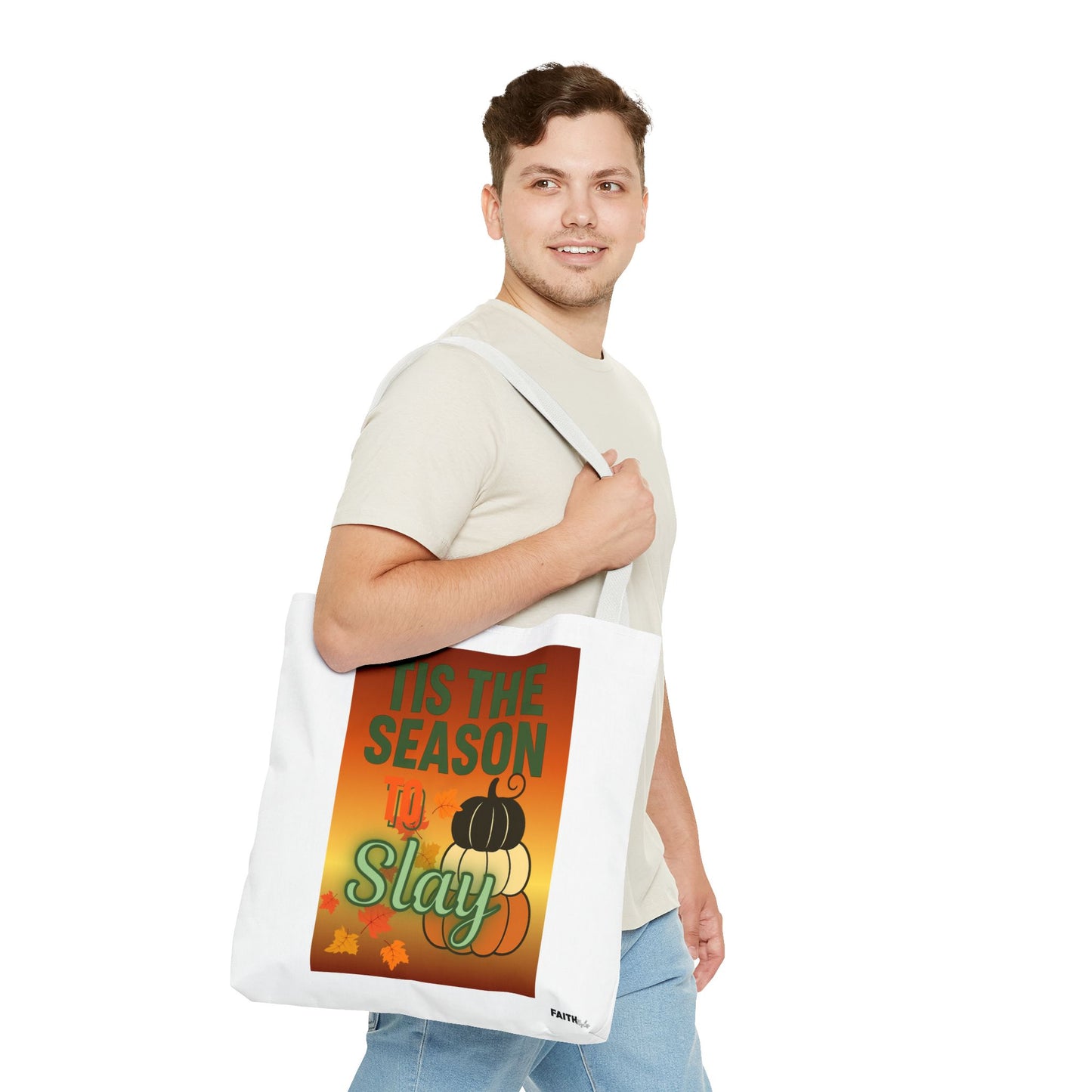 FaithStyles Seasonal Tote Bag: 'Tis the Season to Slay | Fall Shopping Bag, Halloween Tote, Autumn Handbag, Gift Bag, Eco-Friendly Tote
