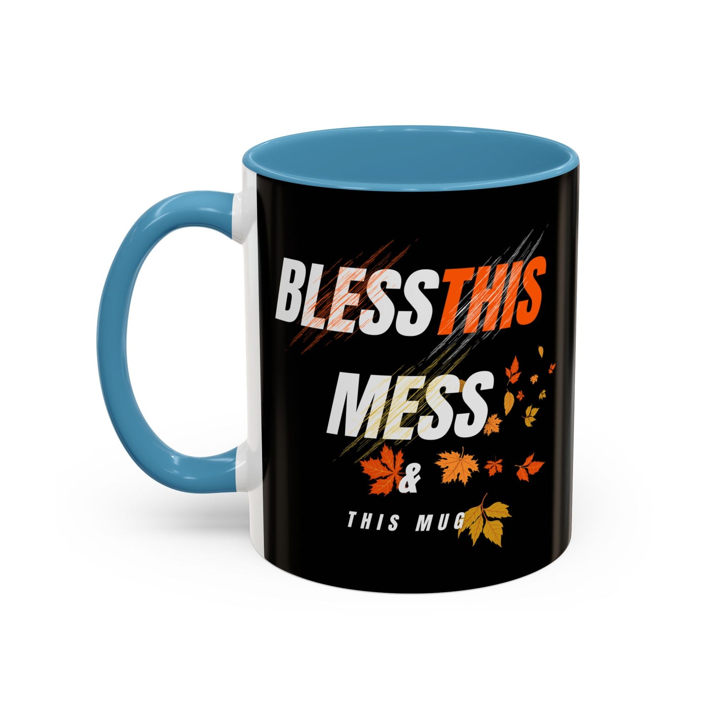 Bless This Mess Coffee Mug, Autumn Mug, Funny Mug Gift, Black Ceramic Mug, Fall Coffee Cup