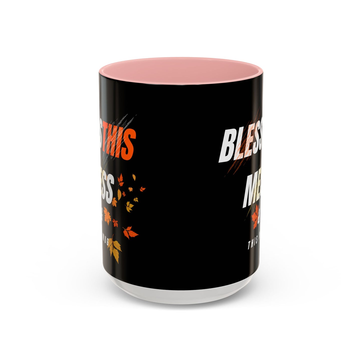 Bless This Mess Coffee Mug, Autumn Mug, Funny Mug Gift, Black Ceramic Mug, Fall Coffee Cup